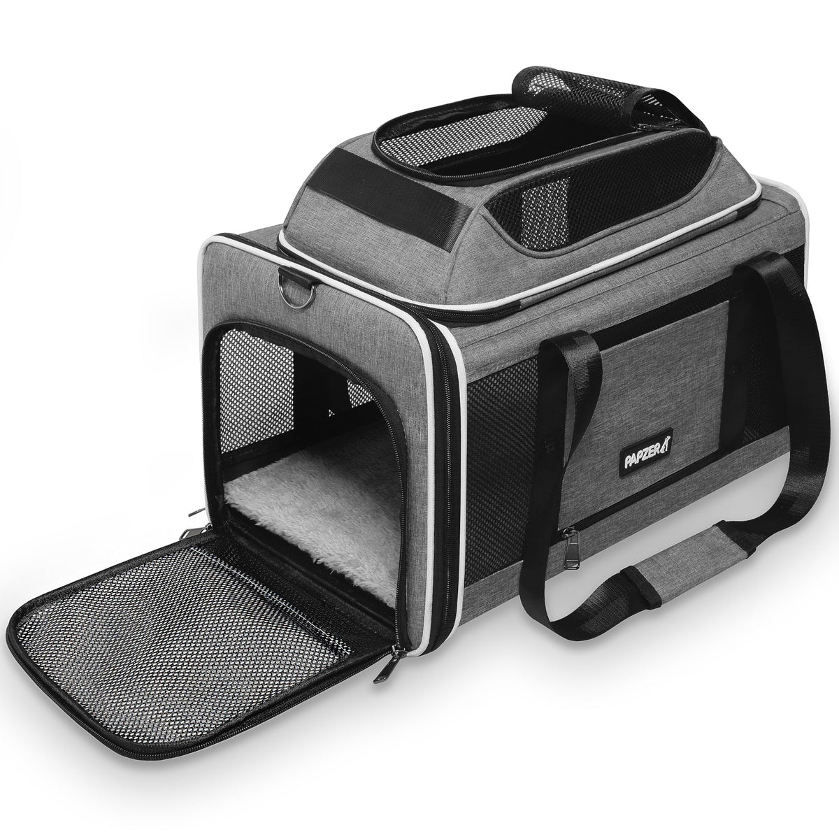 PAPZER transportín gato techo expandible: más altura para que la mascota estire el cuerpo durante el viaje.