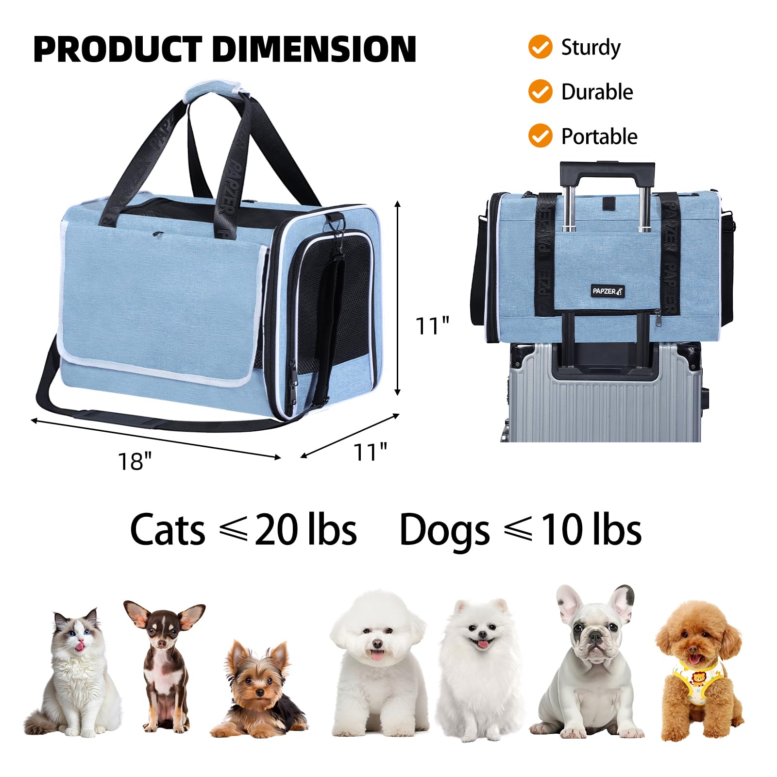 PAPZER porta-gatos cortina de privacidad para viajes más calmados