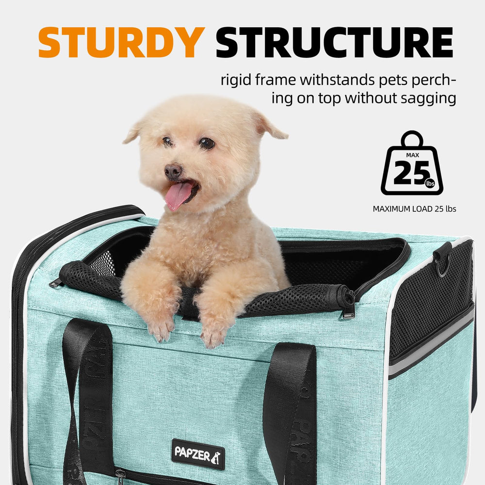 PAPZER porta-mascotas media turquesa: sistema 2 en 1 para coche y avión.