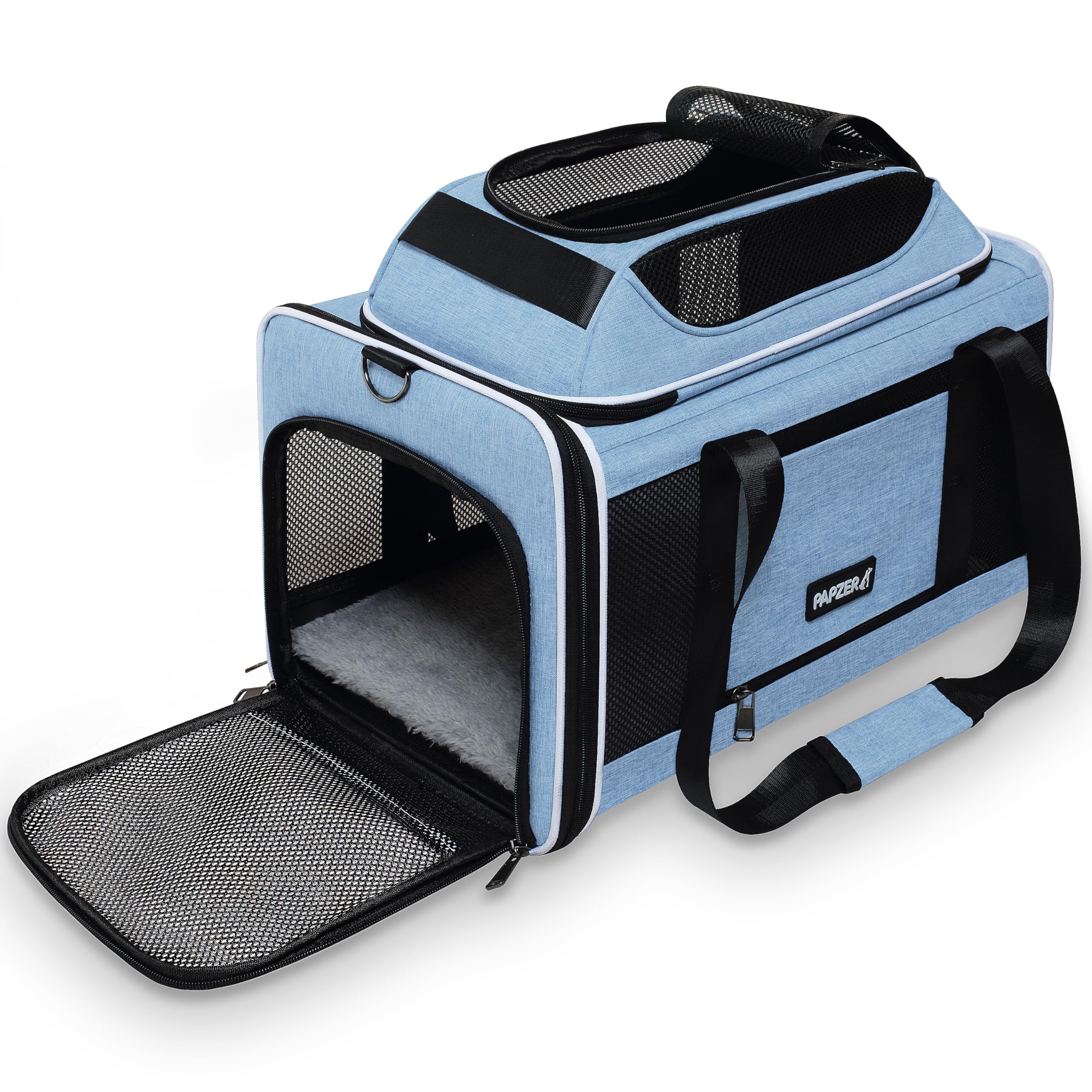 PAPZER transportín gato con tapa expandible para mayor comodidad en viajes