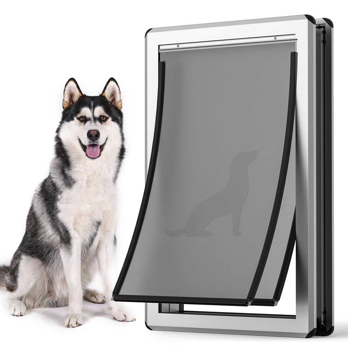 Parab House puerta para perros XL, vista frontal, acceso cómodo para perros grandes.