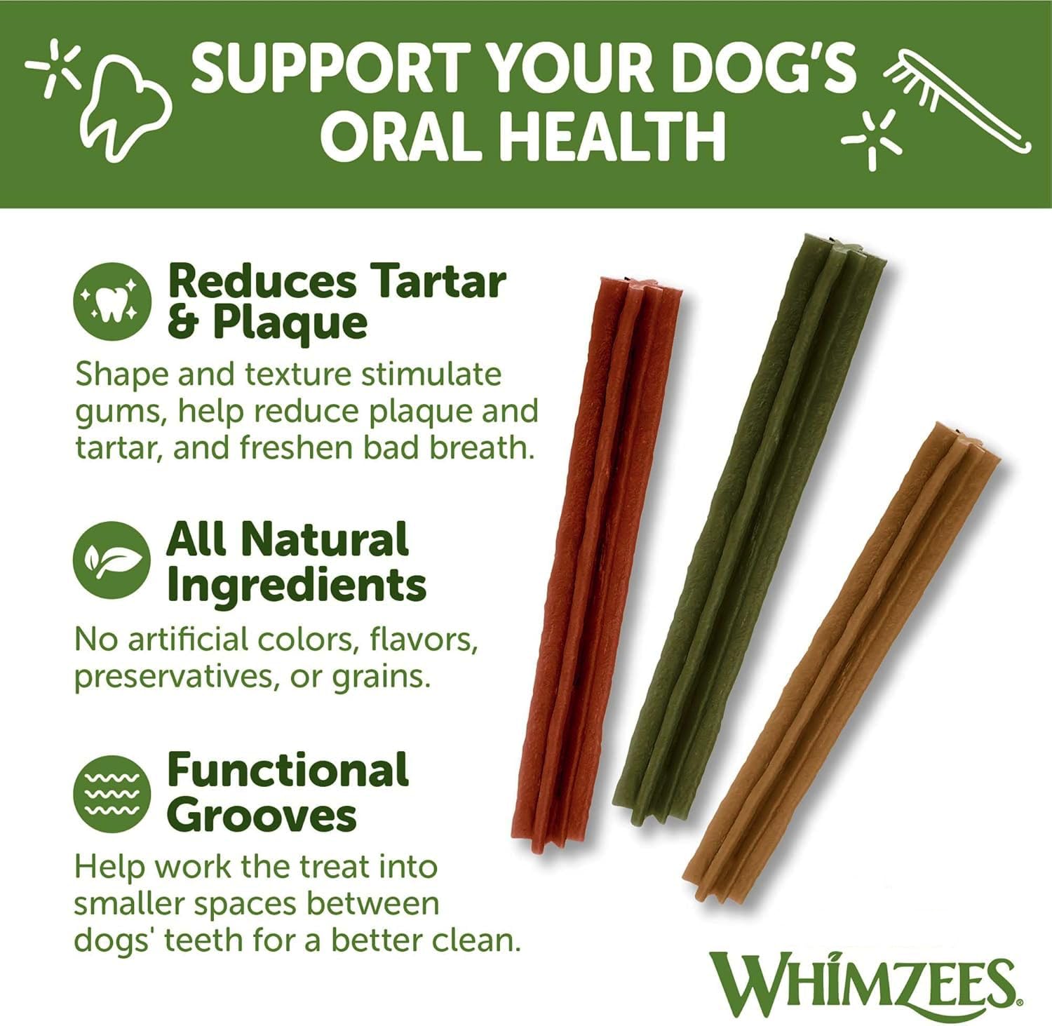 Paragon Whimzees Stix, tamaño grande, ayuda a la limpieza dental.