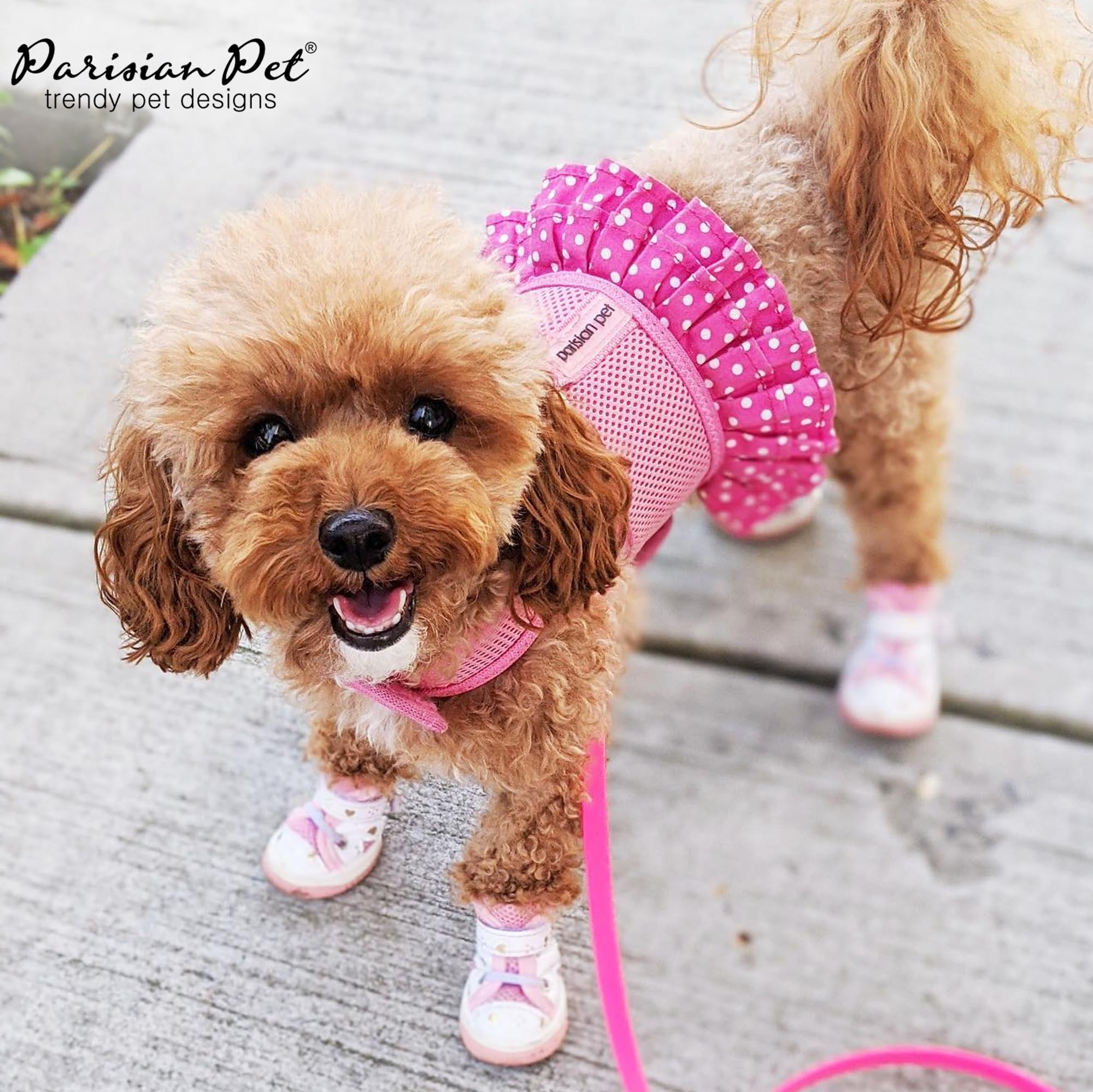 Arnés Parisian Pet rosa anti fuga para mayor seguridad