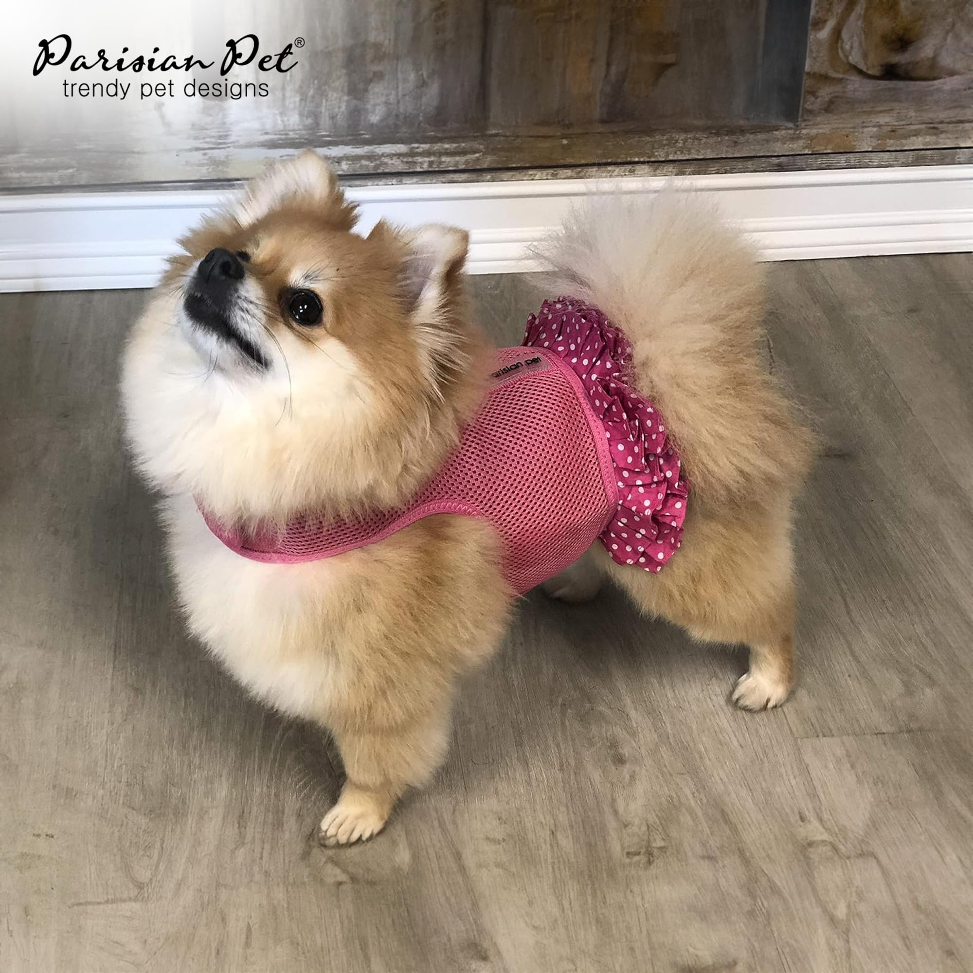 Arnés Parisian Pet rosa malla ligero para perros grandes