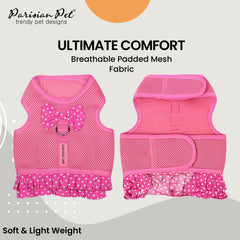 Arnés Parisian Pet rosa con velcro ajuste fácil