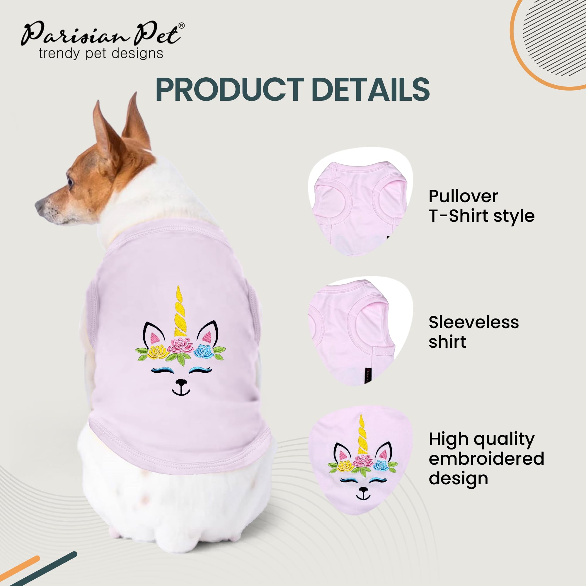 Camiseta Parisian Pet de algodón 100%, fácil de lavar y mantener.