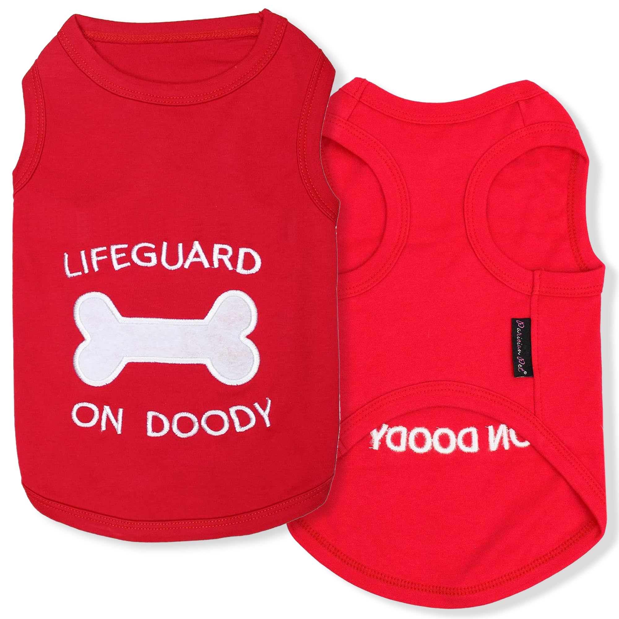 Camiseta parisian-pet bordada salvavidas y hueso, ideal para paseos diarios.
