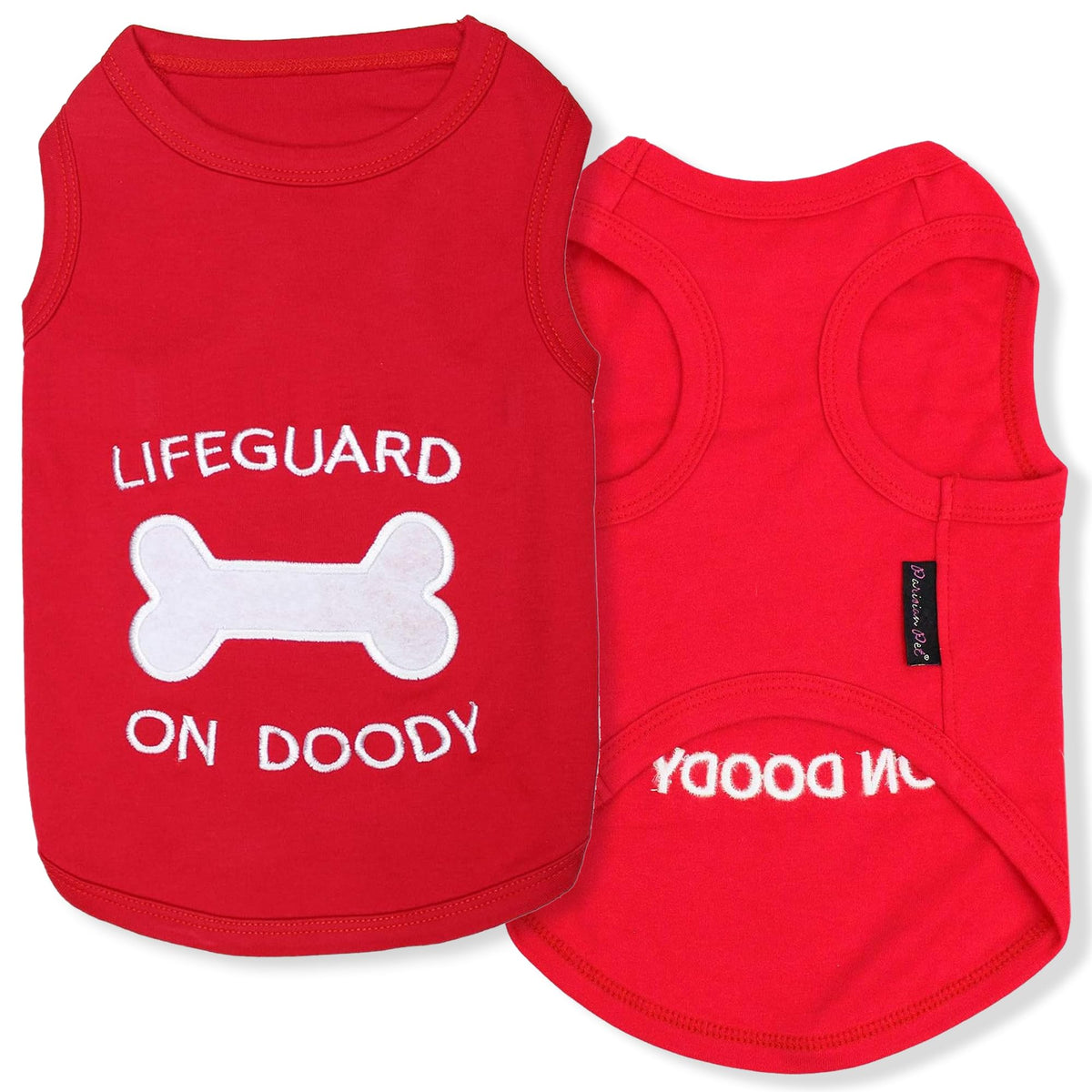 Camiseta parisian-pet bordada salvavidas y hueso, ideal para paseos diarios.