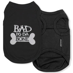 Camiseta Parisian Pet bordado Bad To Bone, estilo distintivo para paseos diarios.