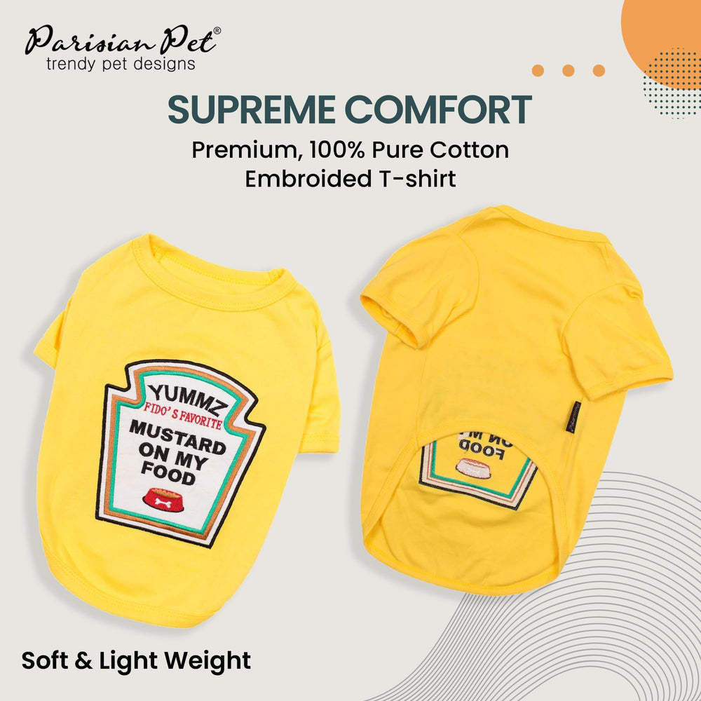 Camiseta Parisian Pet con bordado detallado; ideal para sesiones de fotos.