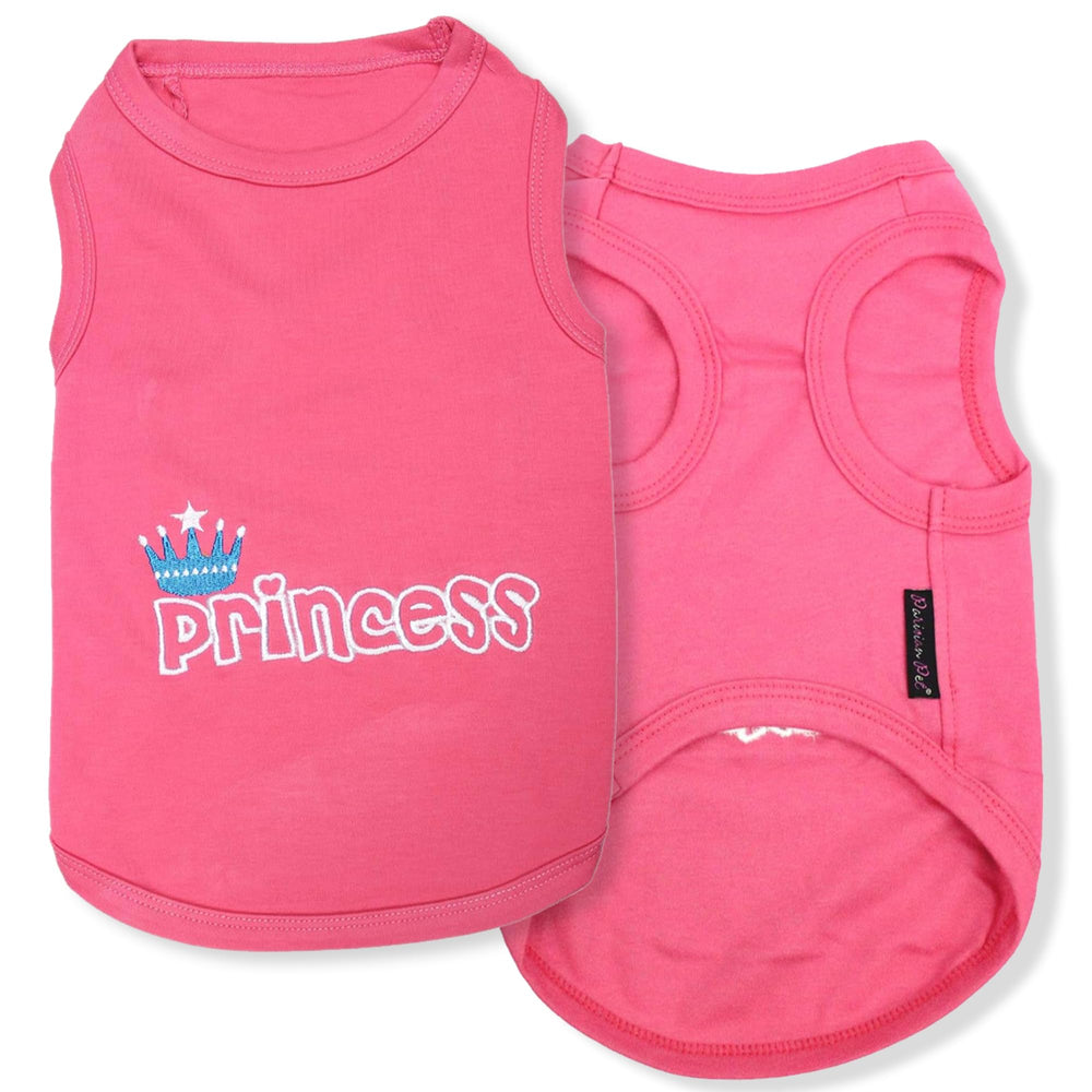 Camiseta Parisian Pet con bordado Princess rosa, ideal para salidas elegantes.