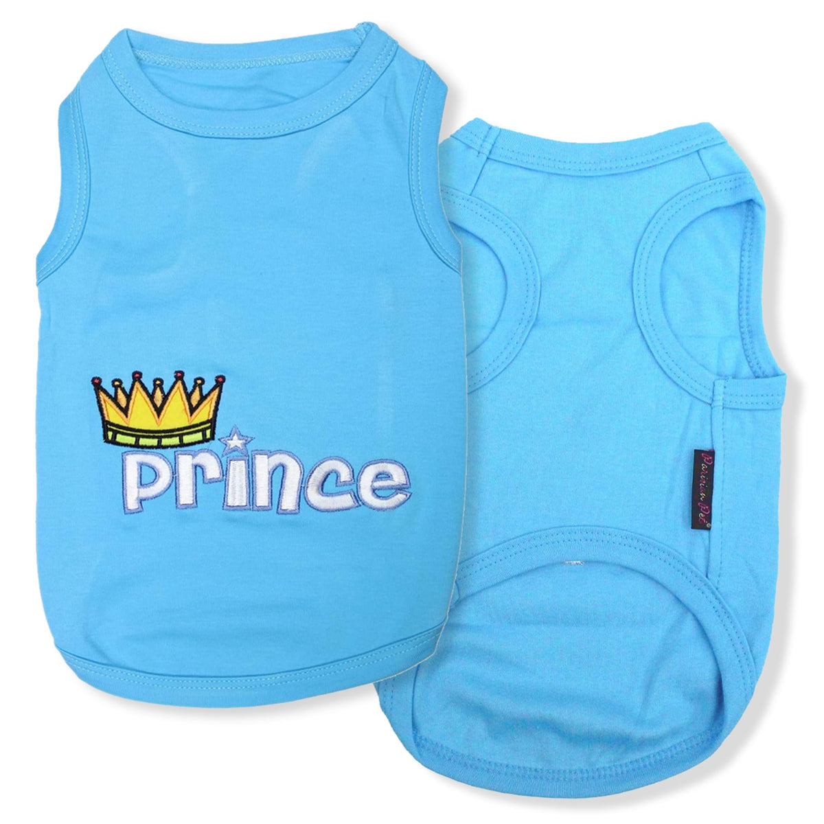 Camiseta Parisian Pet con bordado Príncipe para paseos elegantes.