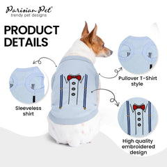 Parisian Pet detalle bordado de tuxedo en camiseta para perro.