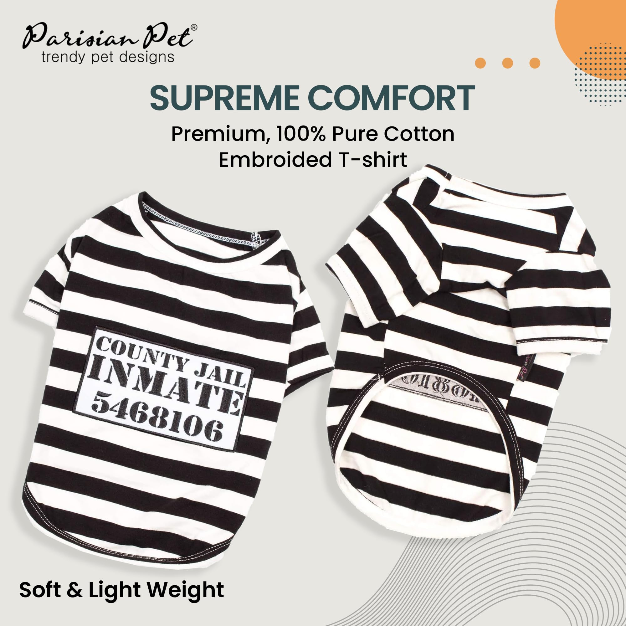 Disfraz prisionero Parisian Pet con bordado detalle