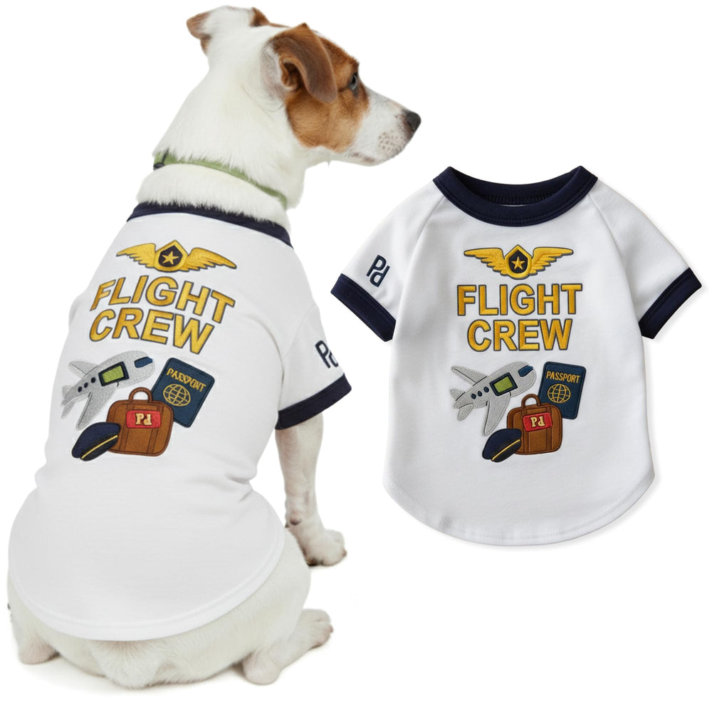 Parisian Pet Flight Crew Shirt bordado detalle para un look distinguido.