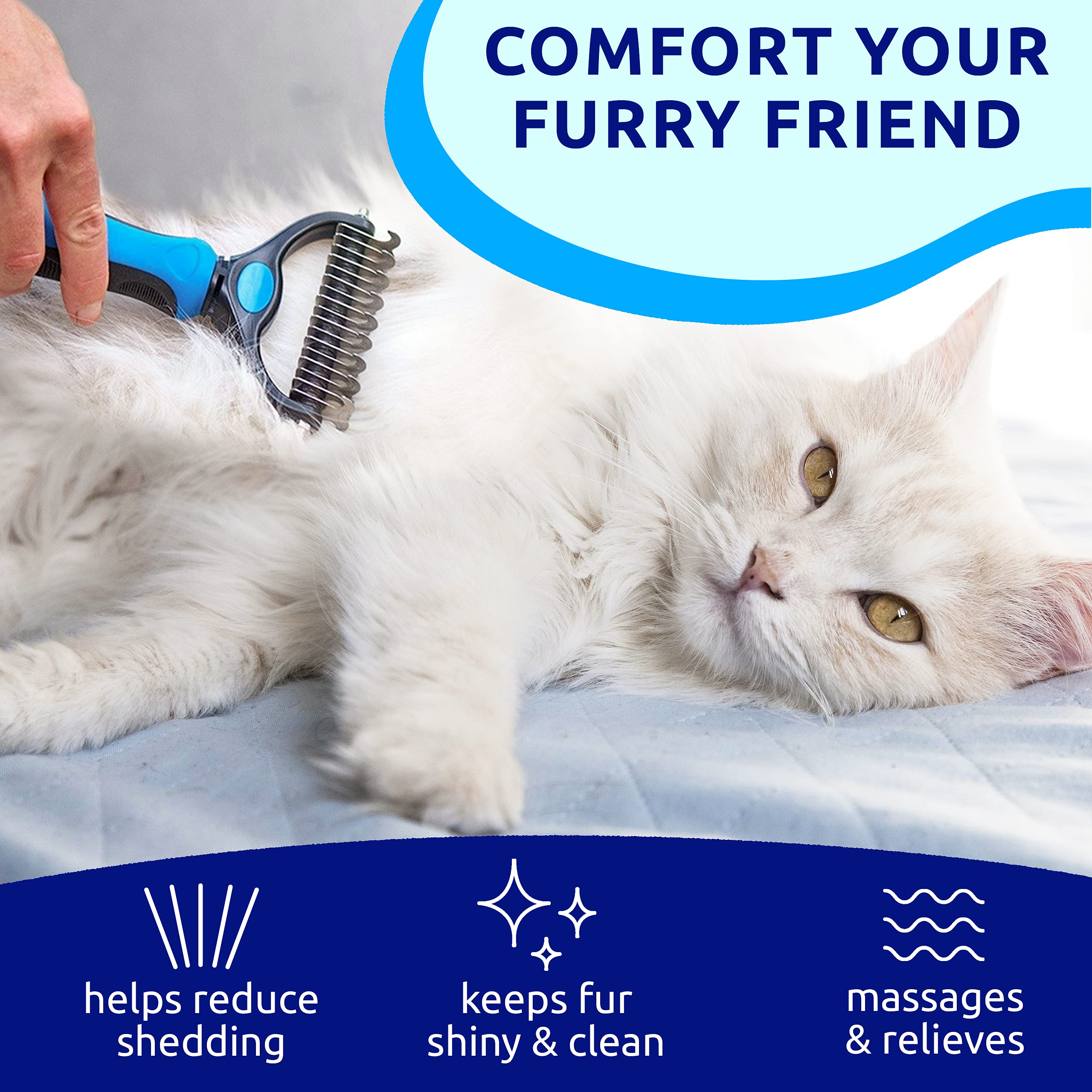 Pat Your Pet Deslanador incluye etiqueta de pata para portability.