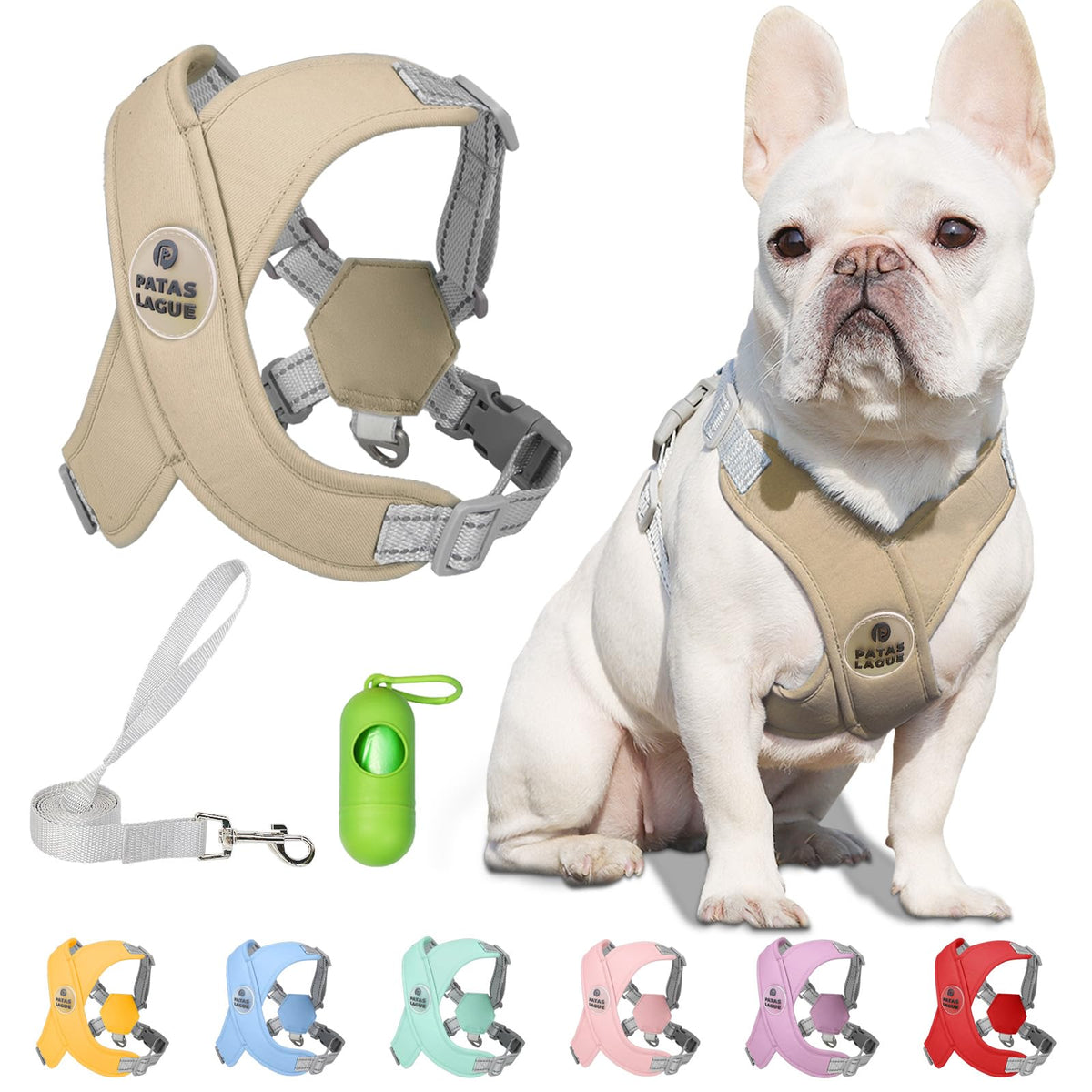 Arnés Patas Lague para perro ajustable, cómodo para paseos diarios.