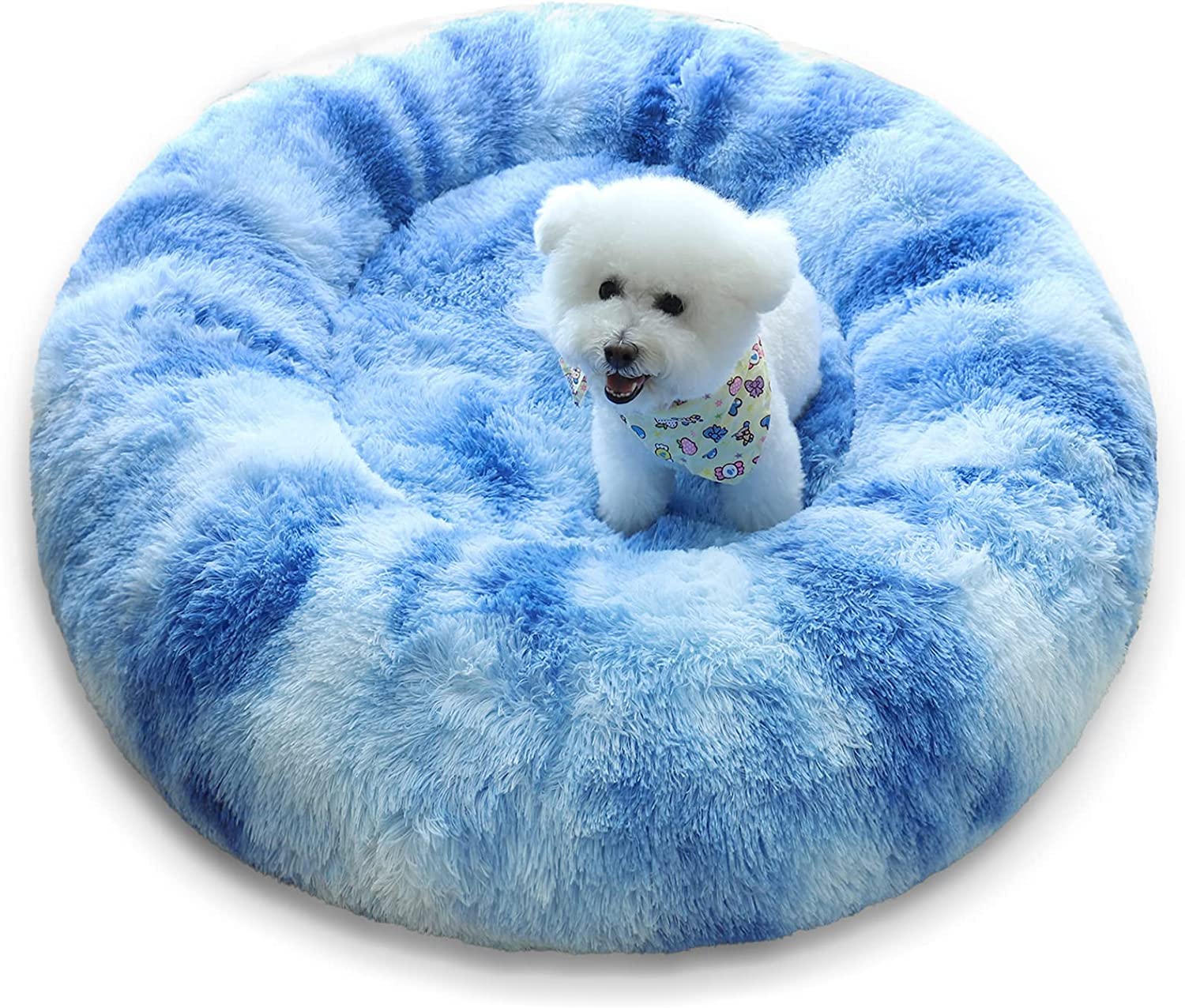 Patas Lague cama perro grande donut azul, reposo cómodo y cálido para mascotas.