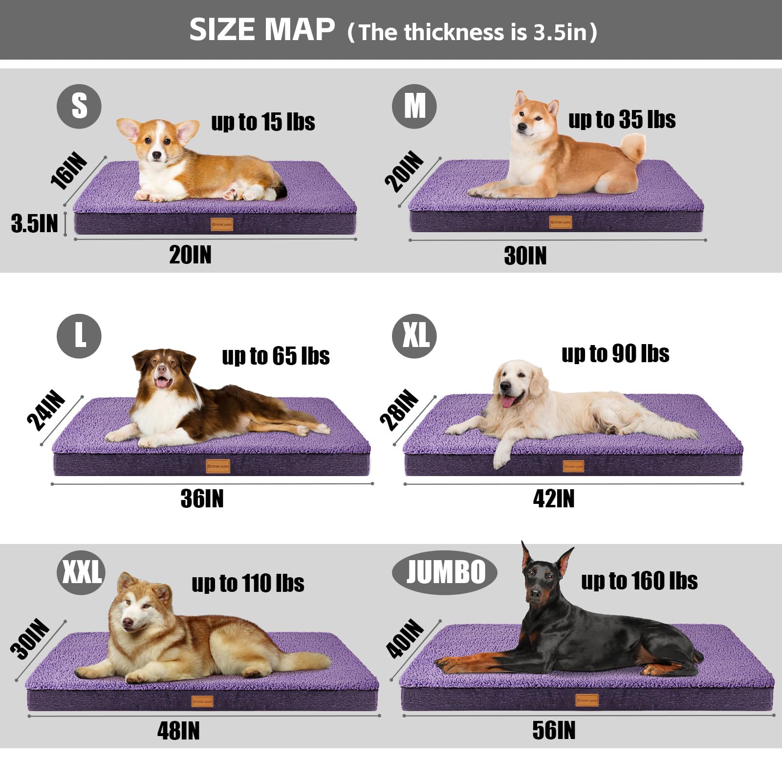 Cama Patas Lague color violeta, estética y comodidad para perros grandes.