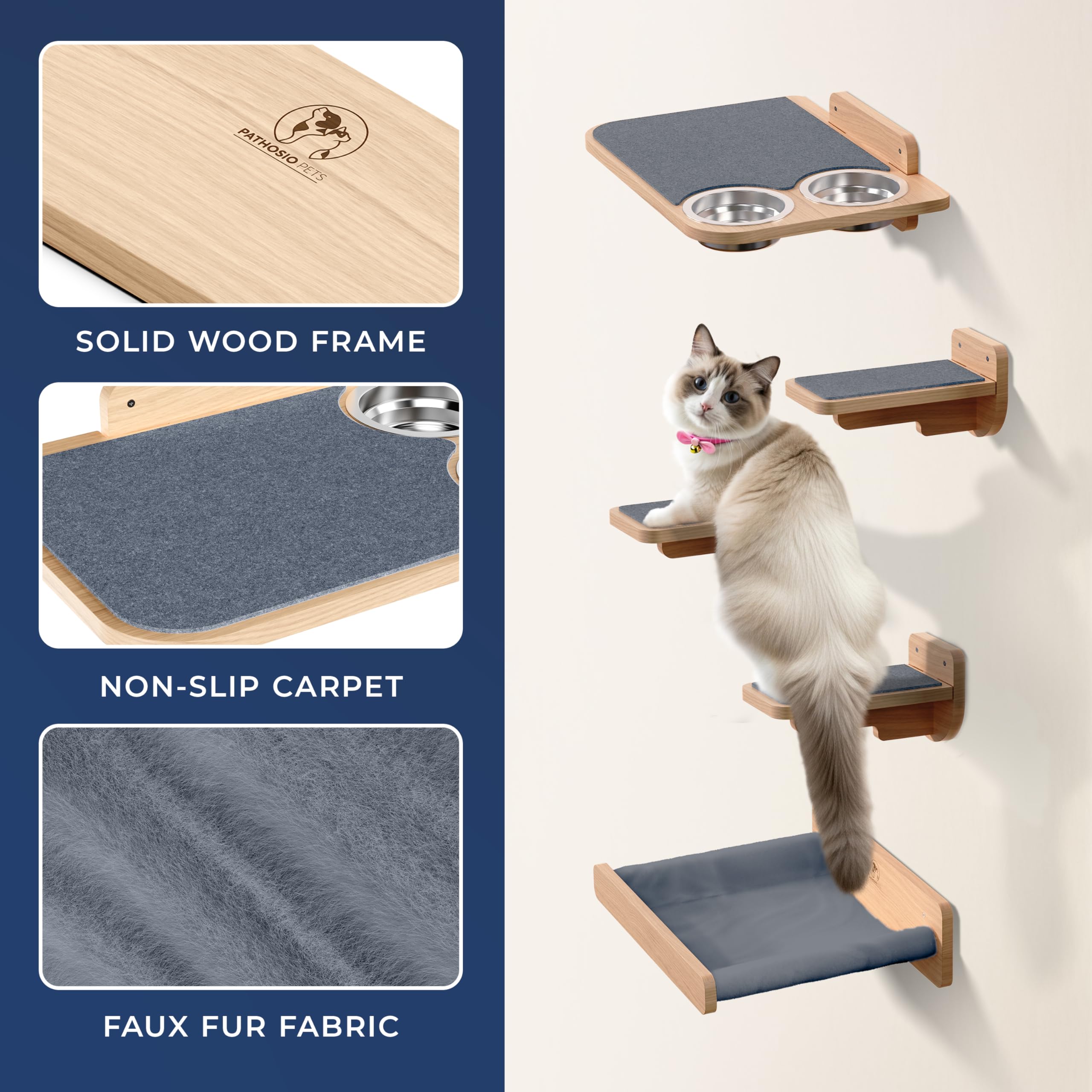 PATHOSIO PETS comedero a prueba de perros, diseño práctico para hogares mixtos.