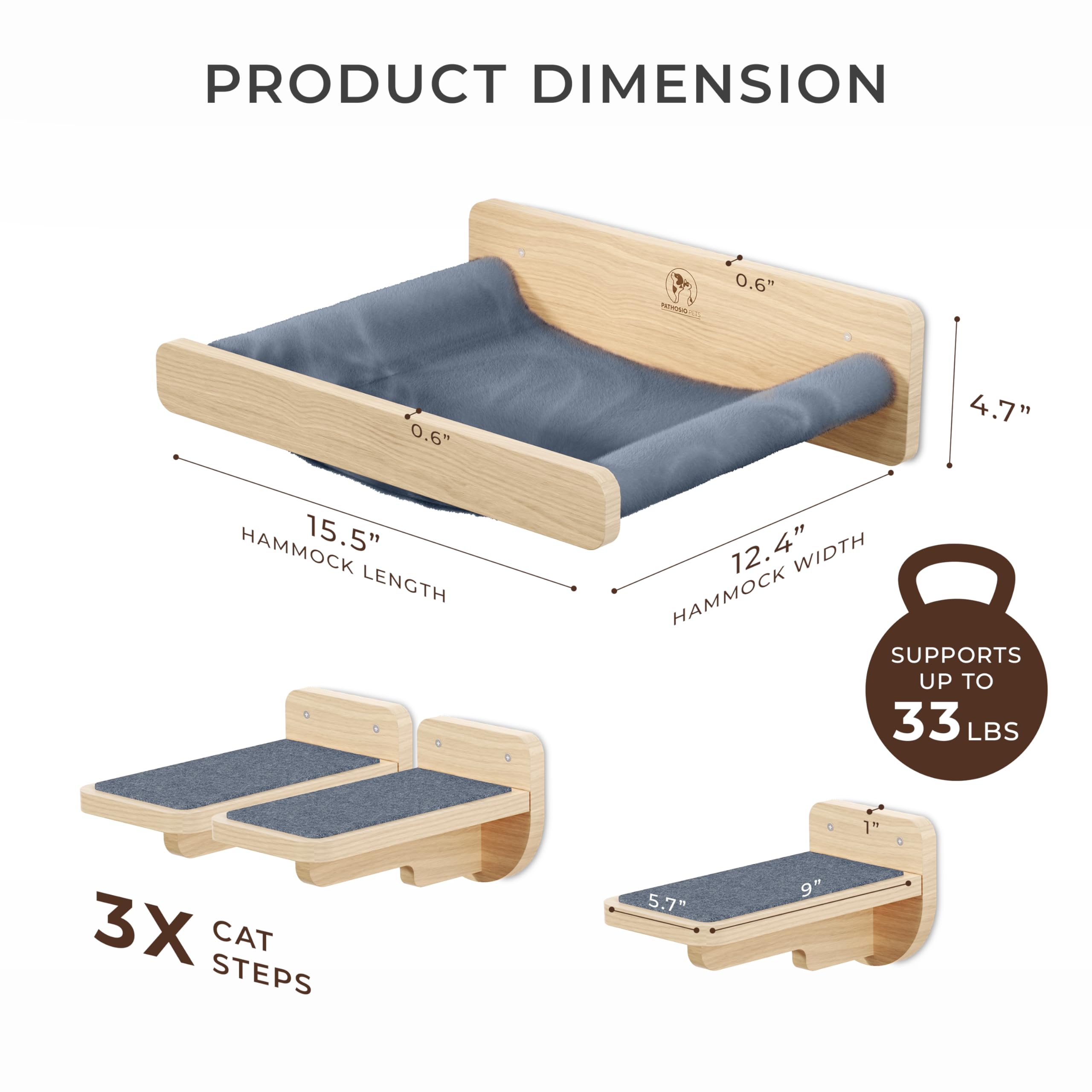 PATHOSIO PETS escalador de pared para gatos, ofrece juego y escalada segura.