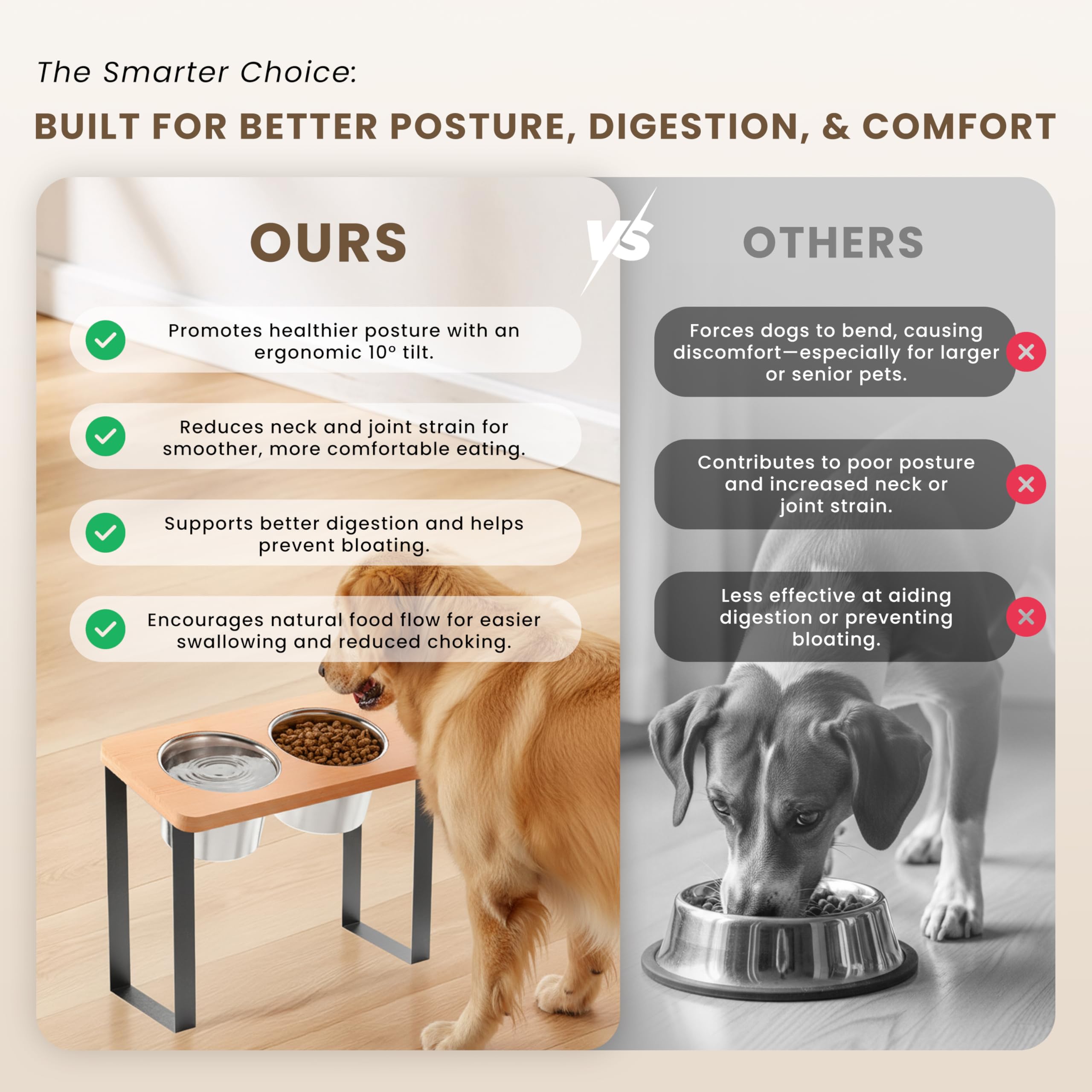 PATHOSIO PETS limpieza higiénica con tazones desmontables para higiene diaria.