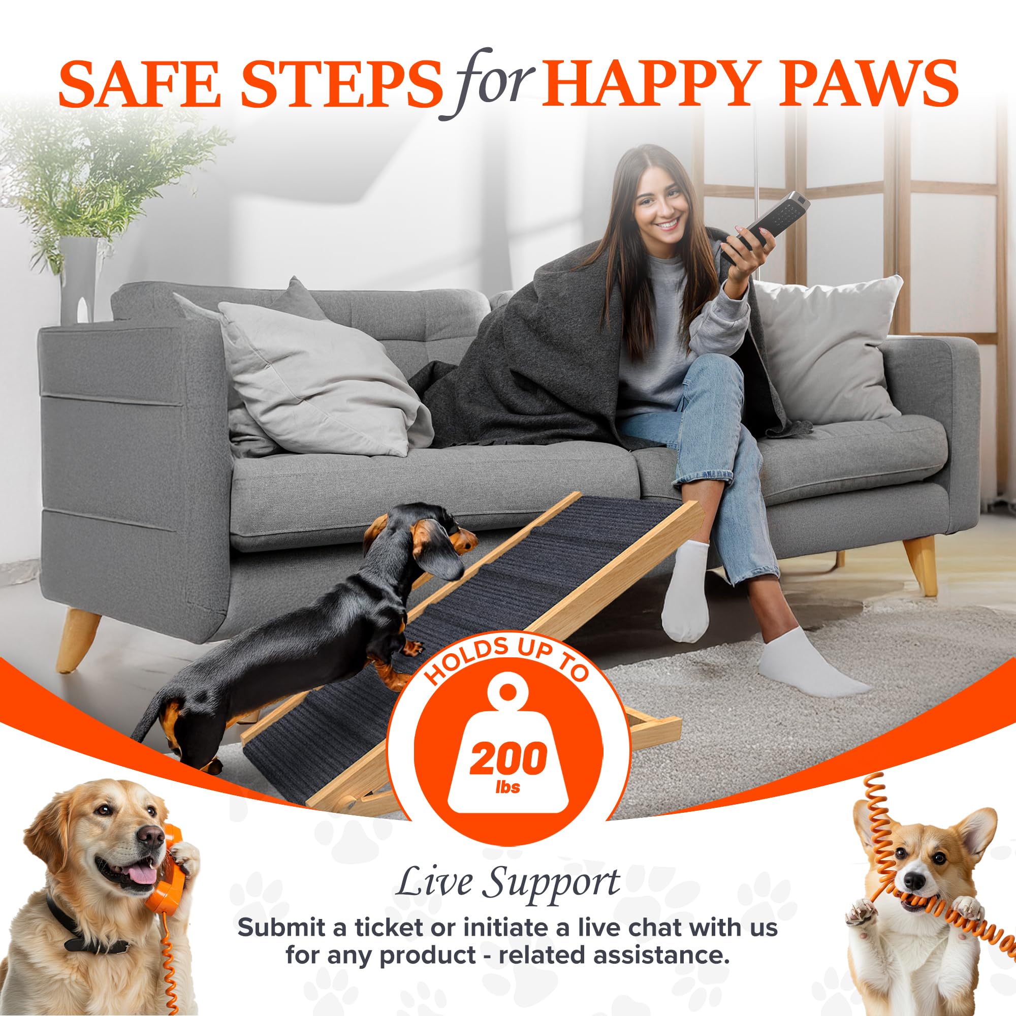PATHOSIO PETS perro sube a la cama con rampa estable