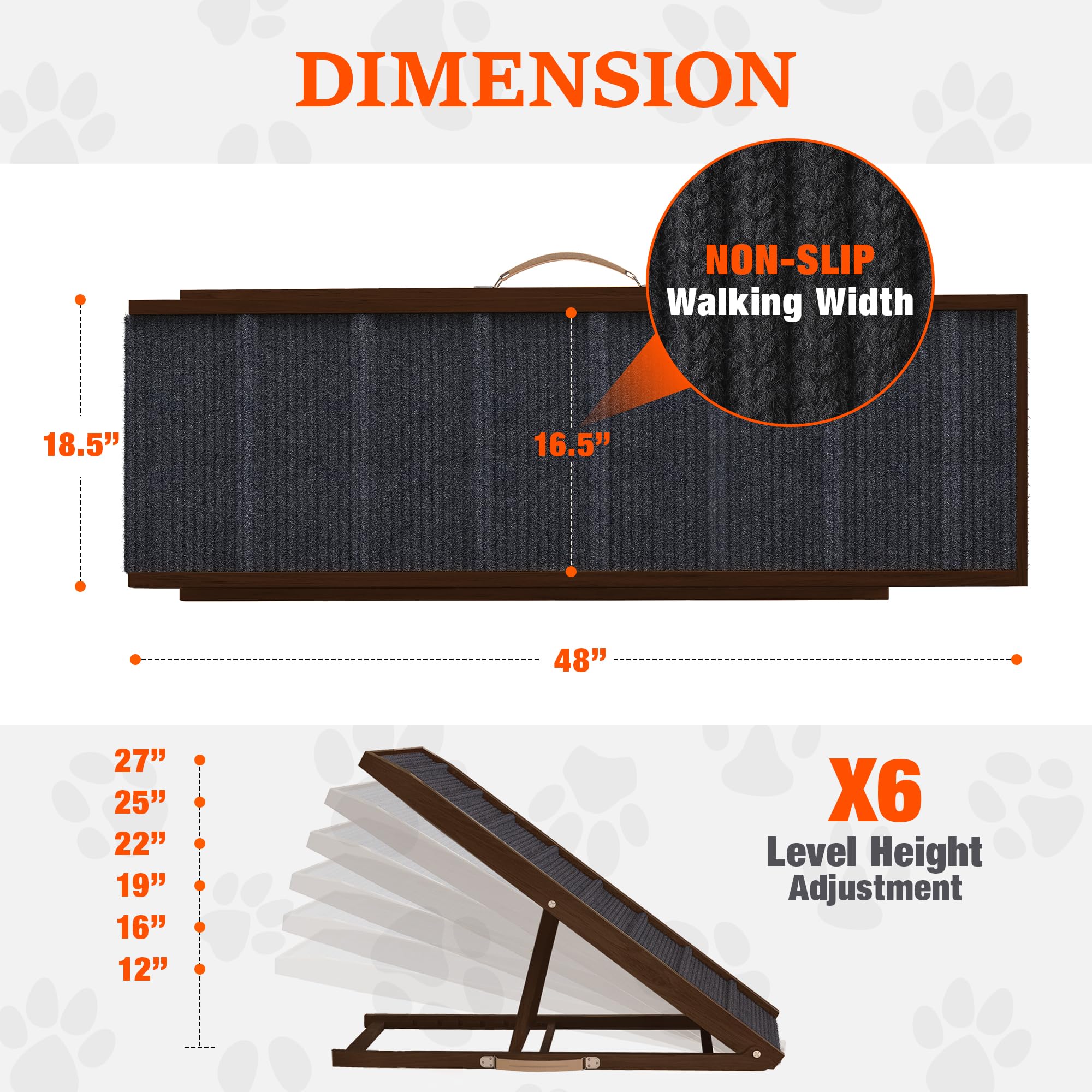 PATHOSIO PETS rampa con superficie de 16-5 pulgadas, amplia para perros grandes