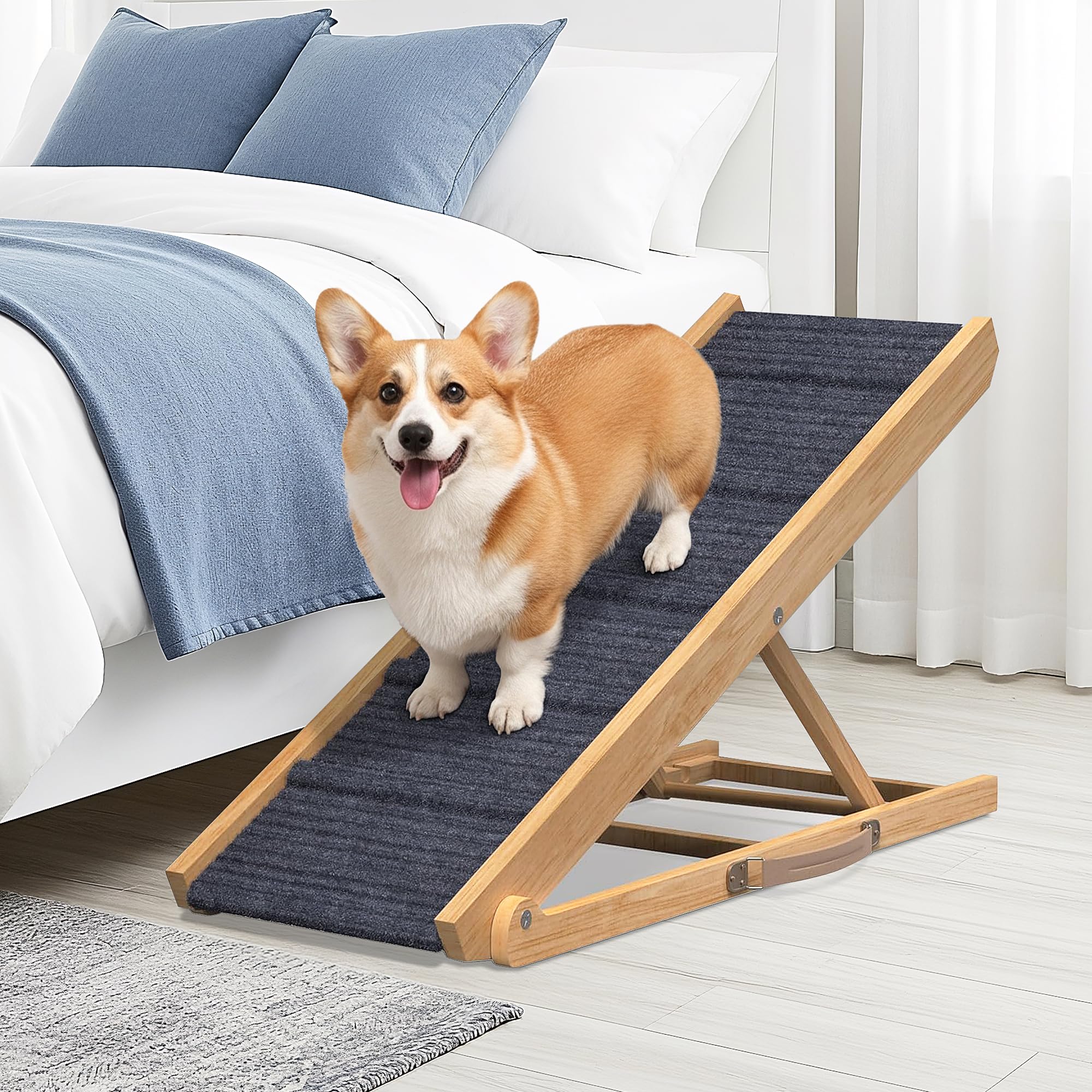 Pathosio Pets rampa ajustable para perros, facilita subir a la cama