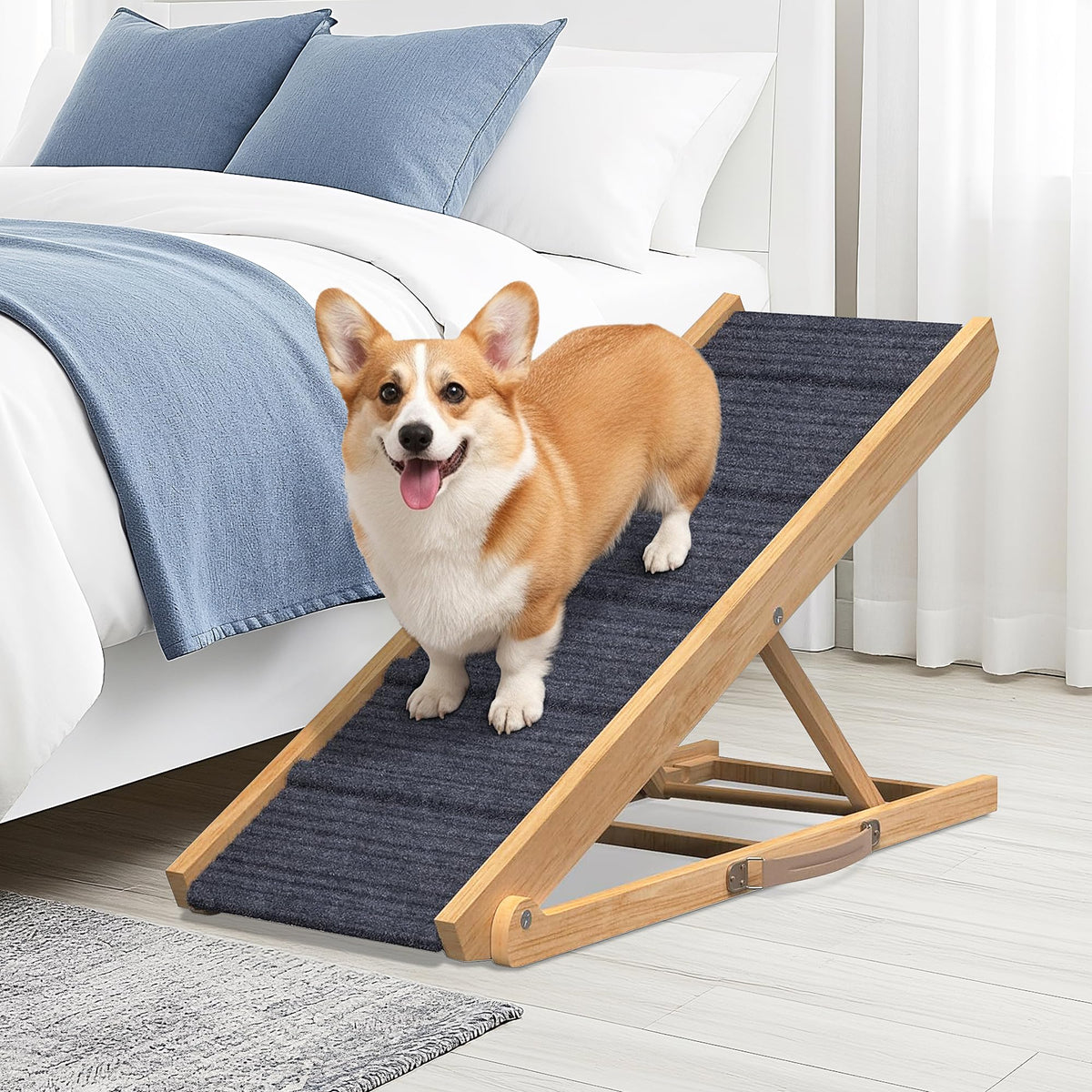 Pathosio Pets rampa ajustable para perros, facilita subir a la cama