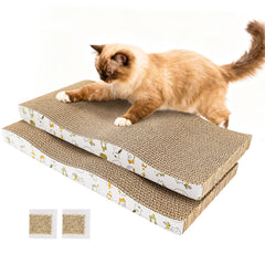 PatiencET rascador para gatos ondulado, vista frontal protege muebles y promueve rascar natural.
