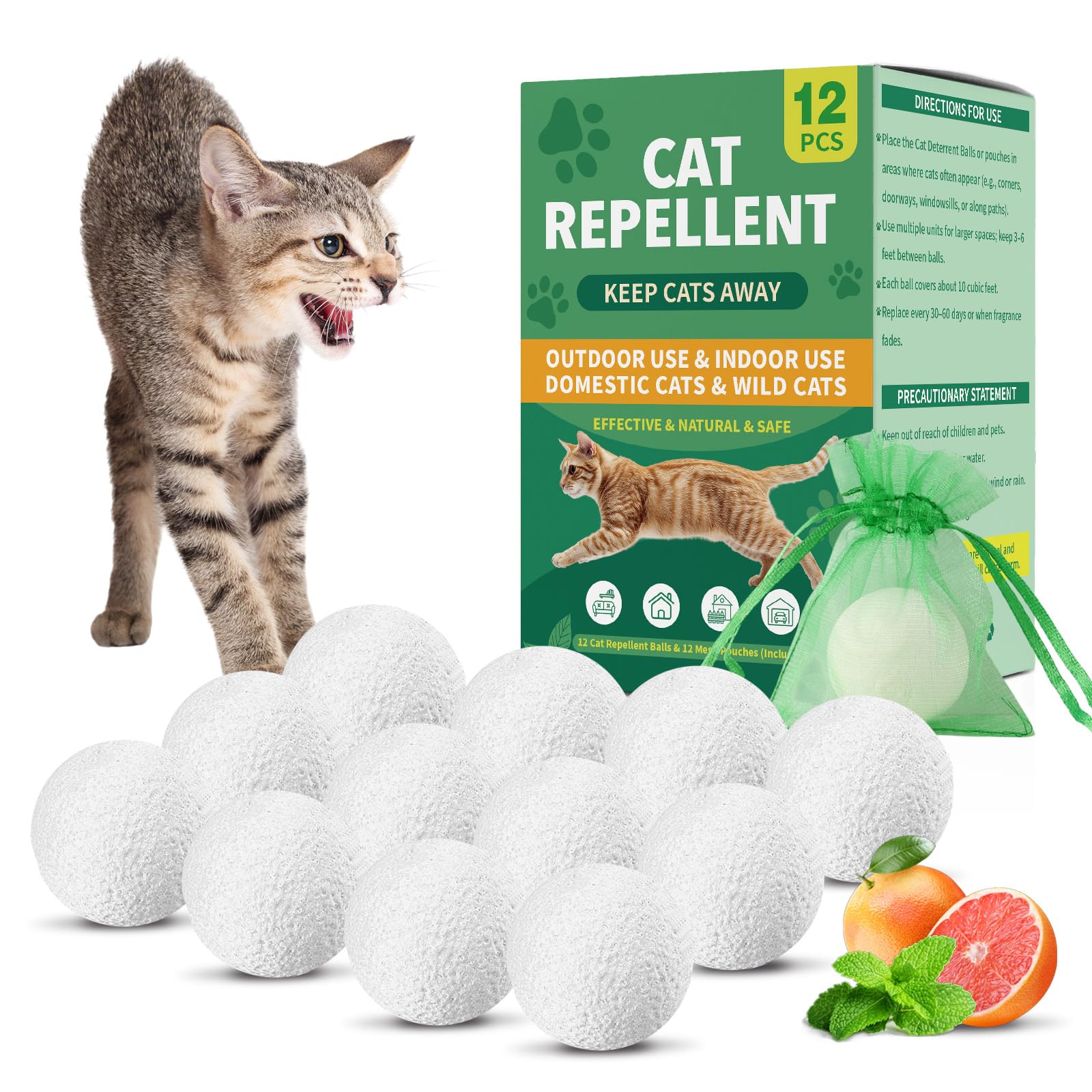 Patorop bolas repelentes para gato en uso interior y exterior, protección versátil.