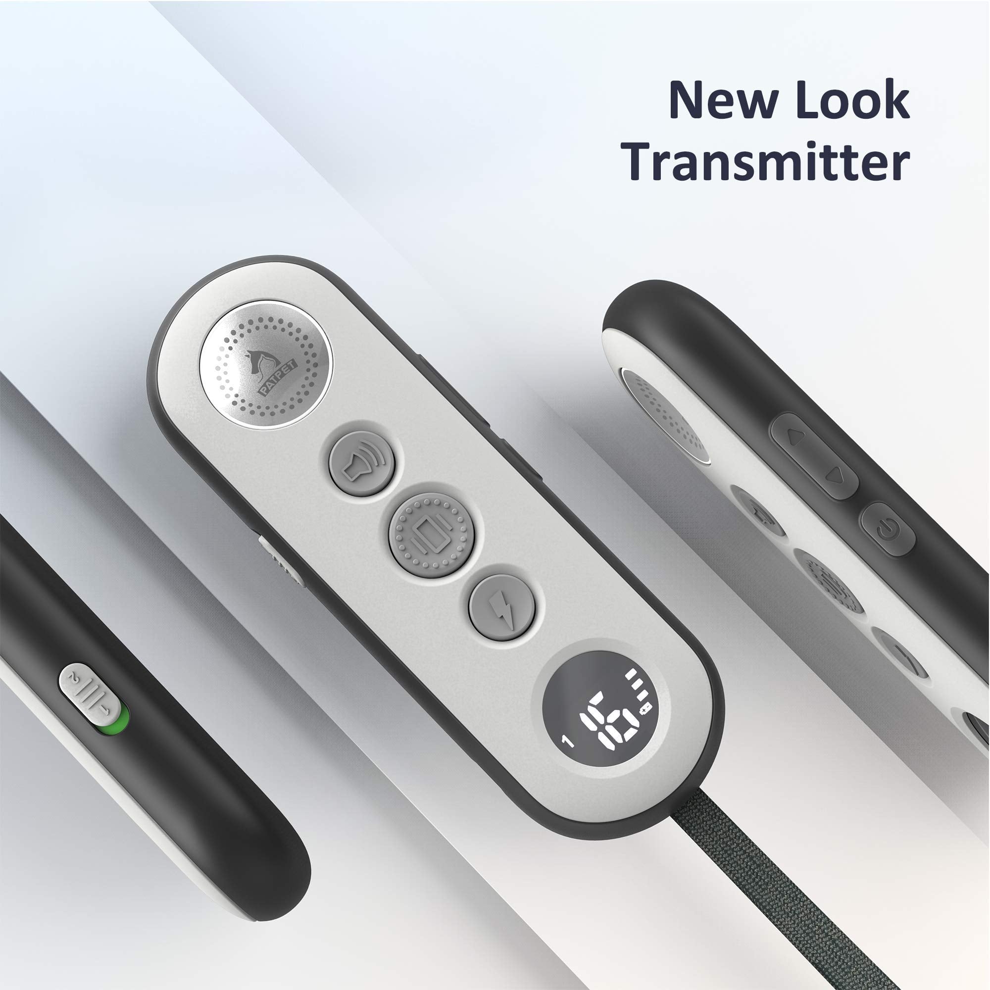 PATPET control remoto recargable con carga rápida para sesiones prolongadas de adiestramiento.