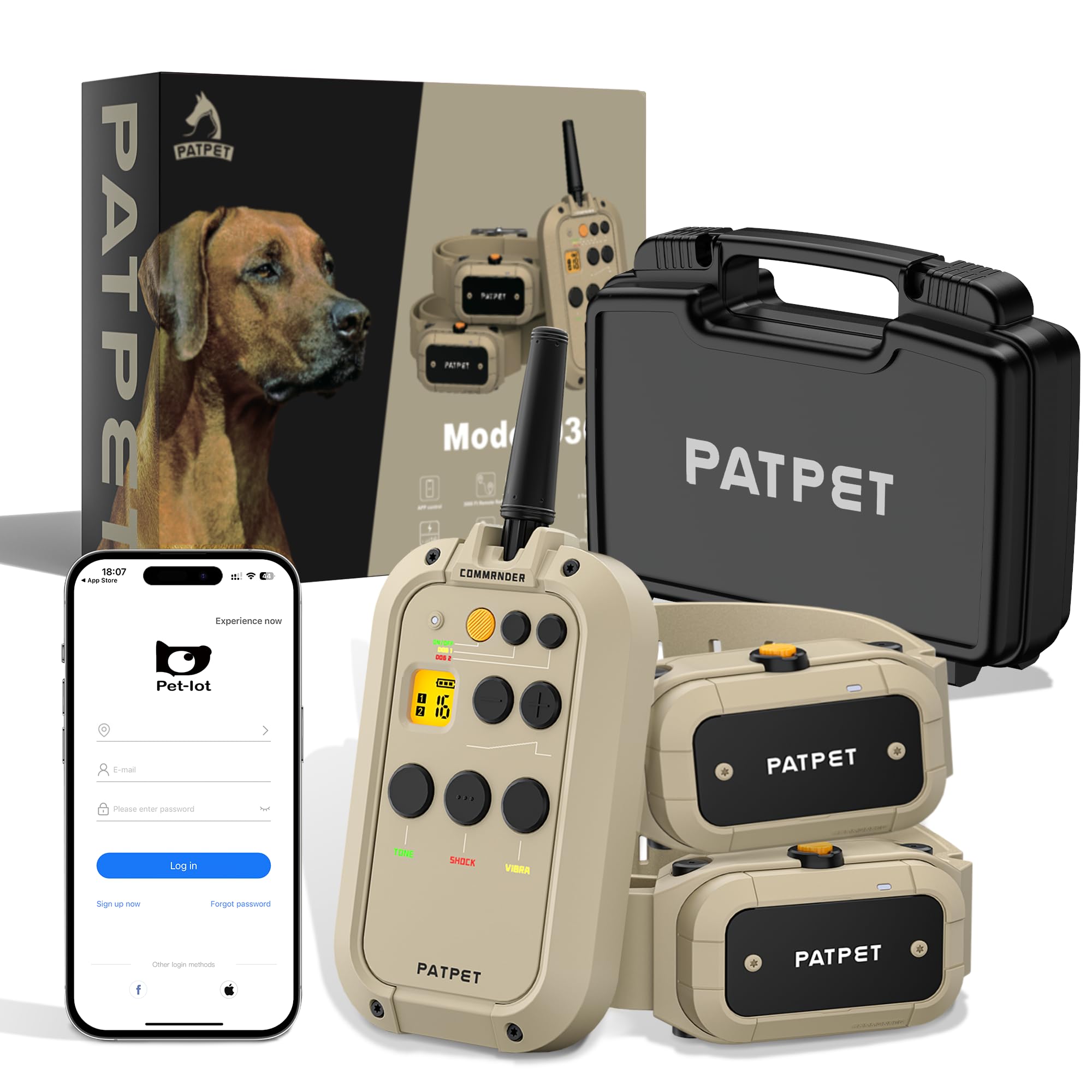 PATPET: collar de entrenamiento para dos perros con control por aplicación.