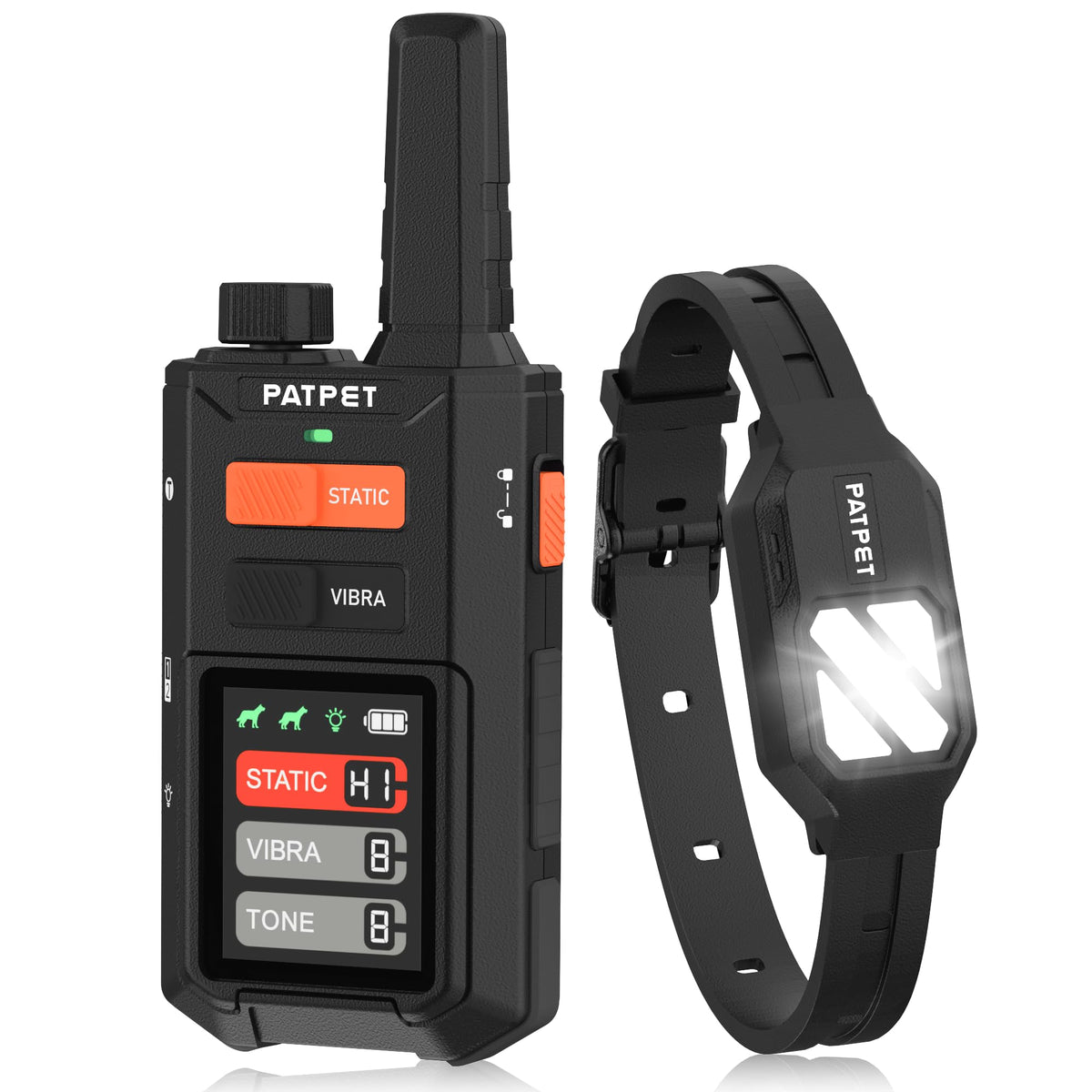 PATPET collar de entrenamiento con luces nocturnas para localizar al perro en la oscuridad.