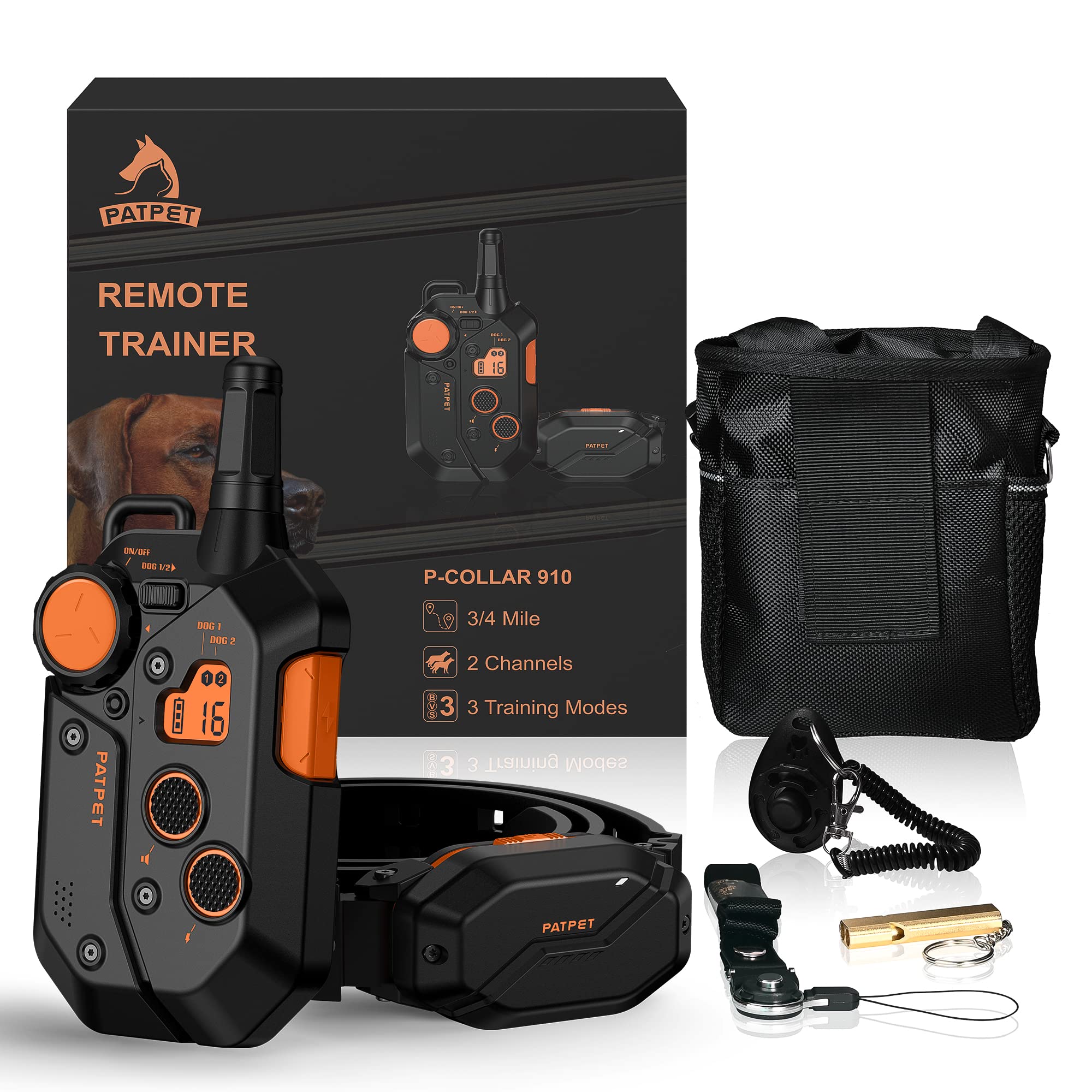 PATPET collar de entrenamiento con alcance de tres cuartos de milla para ejercicios al aire libre