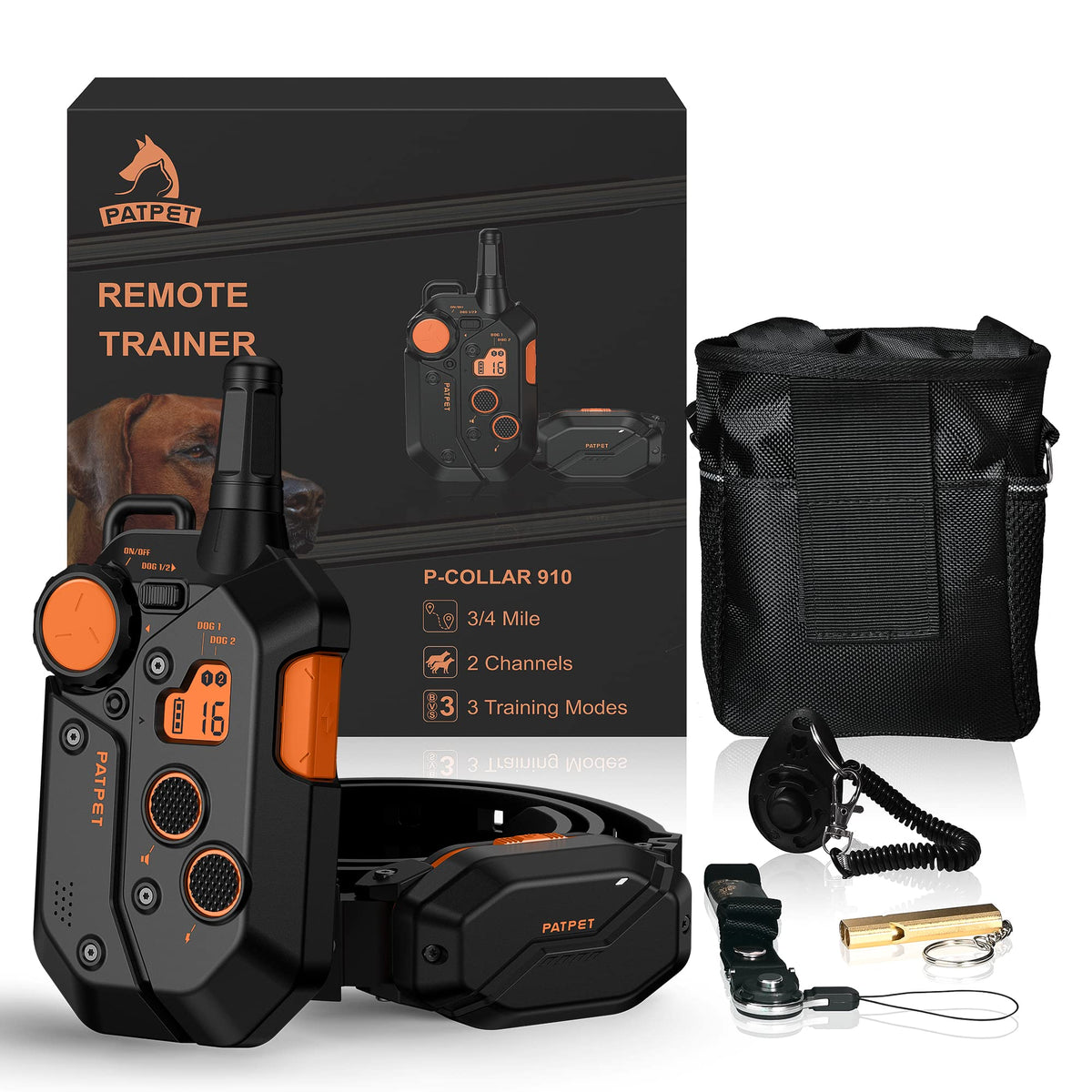PATPET collar de entrenamiento con alcance de tres cuartos de milla para ejercicios al aire libre