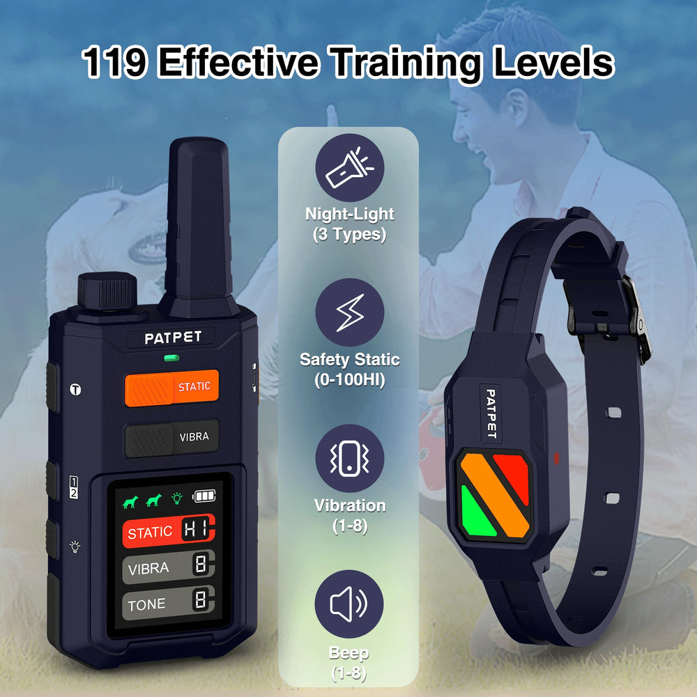 PatPet collar con iluminación nocturna para localizar al perro durante paseos nocturnos.