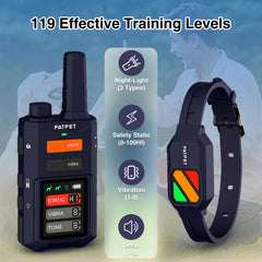 PatPet collar con iluminación nocturna para localizar al perro durante paseos nocturnos.