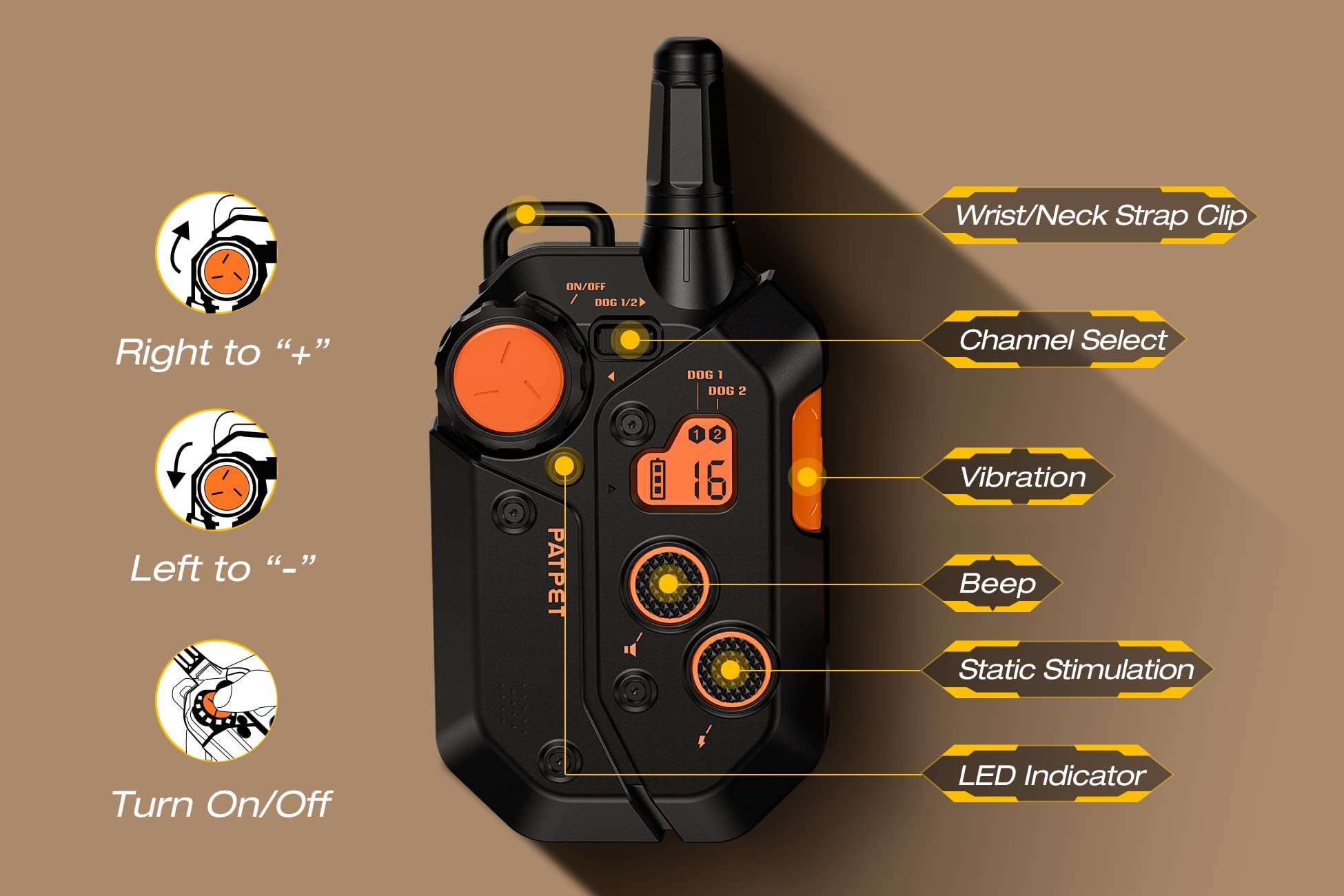 PATPET collar impermeable IPX7 para entrenamiento en exteriores