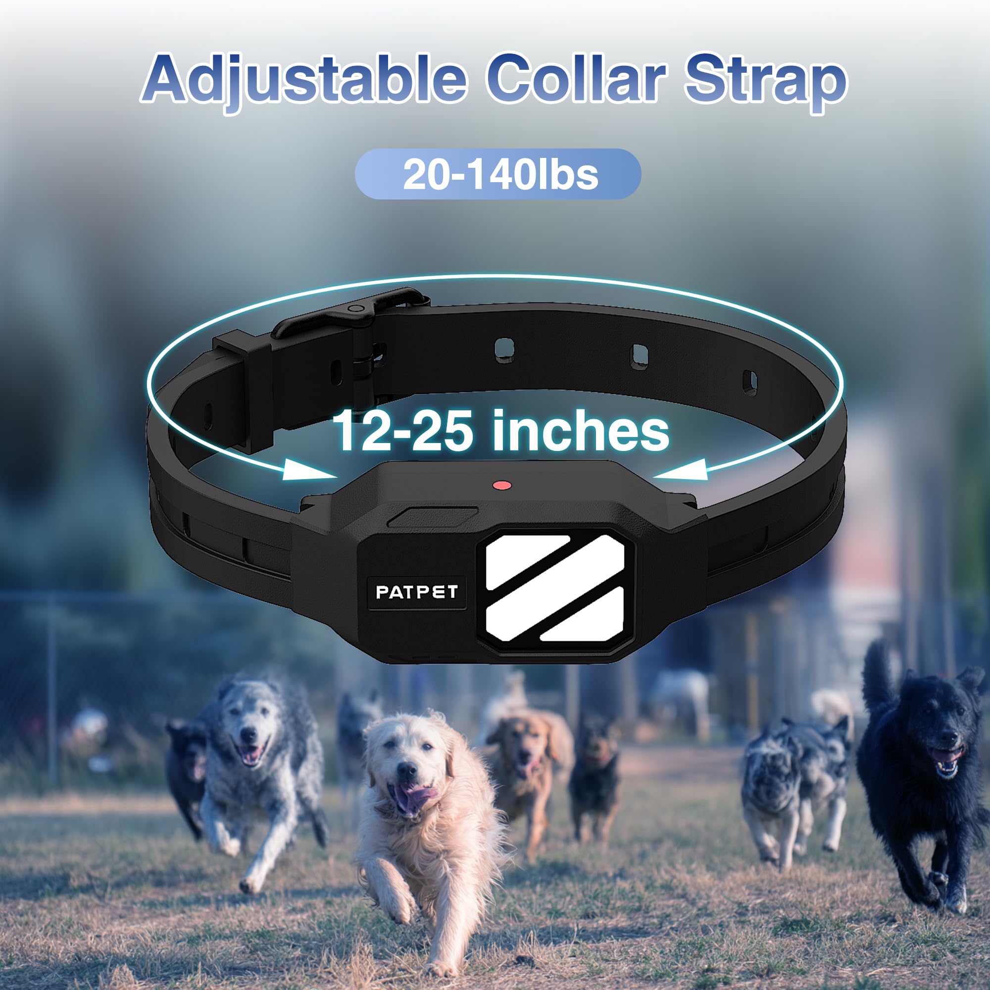 PATPET collar resistente IP67 soporta lluvia y barro durante las caminatas.