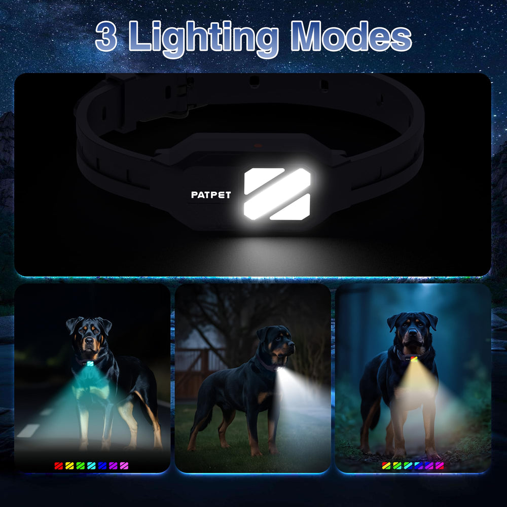 PATPET Collar con iluminación estable para sesiones nocturnas seguras.