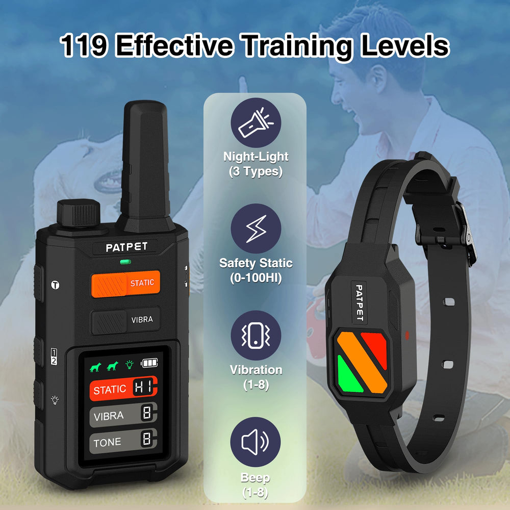 PATPET control remoto para entrenamiento de dos perros con alcance.