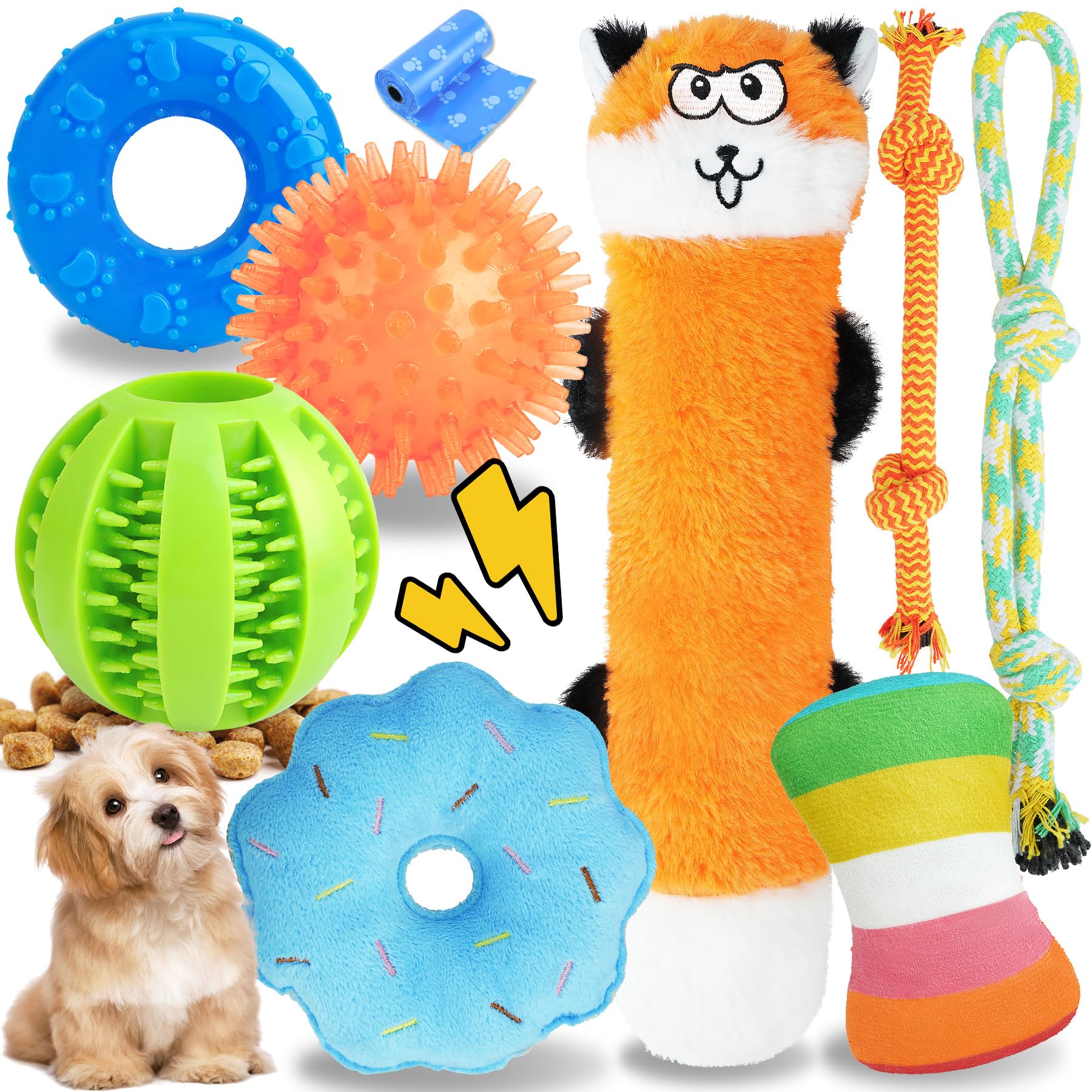 PatsFran set de juguetes para cachorros en dentición, favorece mordisqueo seguro.