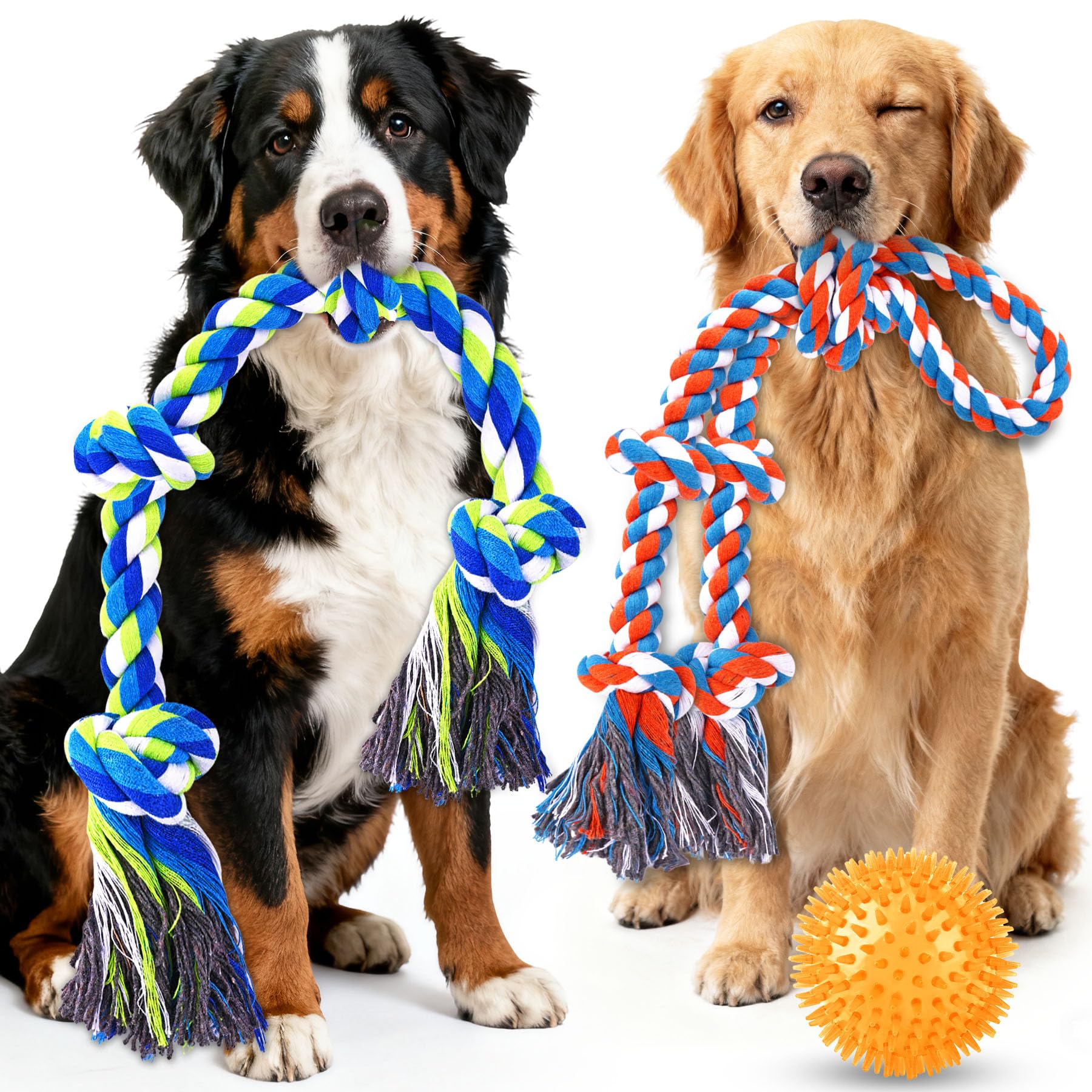 PatsFran pack-juguetes-cuerda-perro-grande: ideal para juego de tira y mordida prolongados.