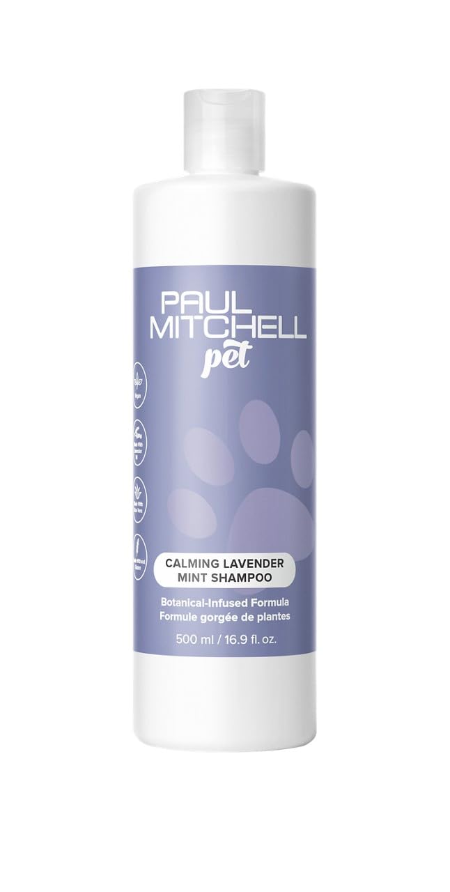 Paul Mitchell Pet champú lavanda-menta en botella con aroma relajante