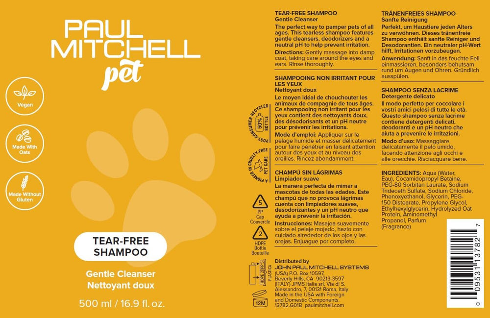 Compromiso libre de crueldad de Paul Mitchell Pet en este champú.