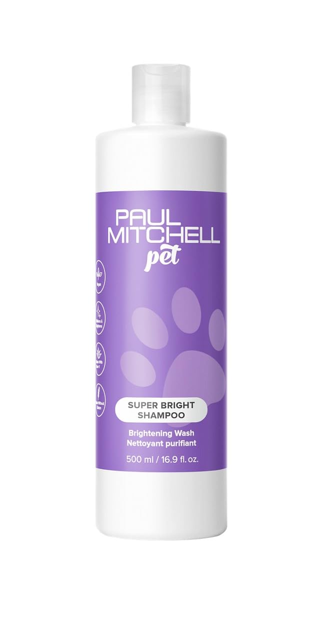 Paul Mitchell Pet Super Bright Shampoo, botella: ilumina y suaviza el pelaje.