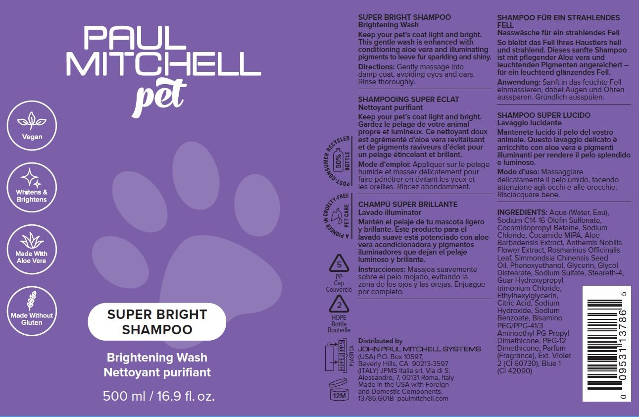 Paul Mitchell Pet Super Bright Shampoo, textura cremosa: fácil de aplicar y enjuagar.