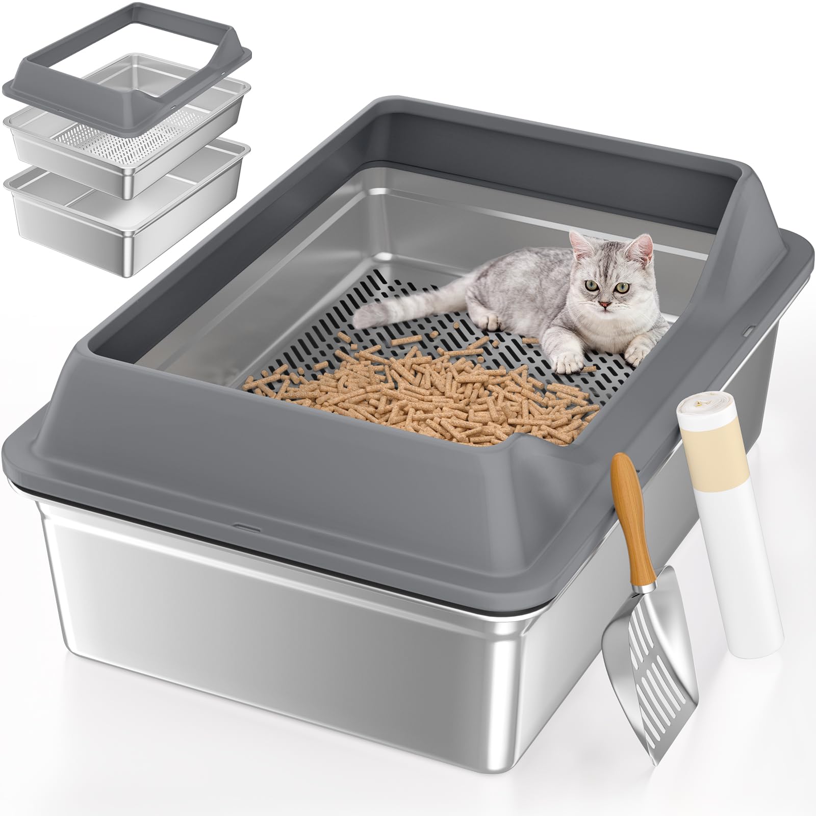 La Paulmele caja-arena-xxxl-con-tapa ofrece espacio y seguridad para gatos grandes.